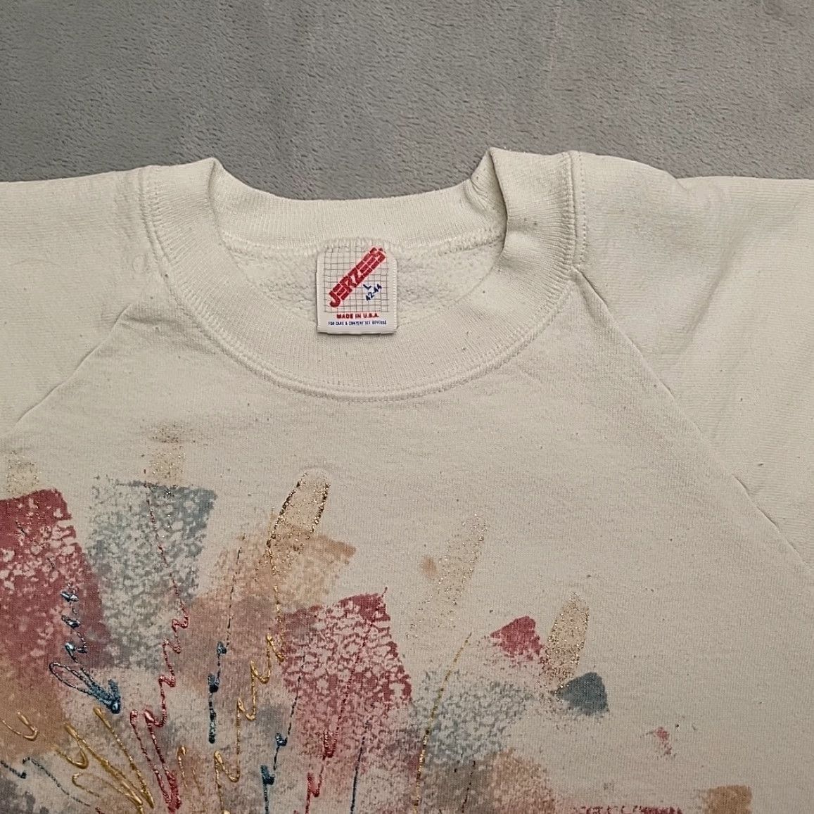 Jerzees VINTAGE Jerzees Sweatshirt Womens L Abstract Art Cottage Made in USA Retro 90s Size L / US 10 / IT 46 - 3 Thumbnail