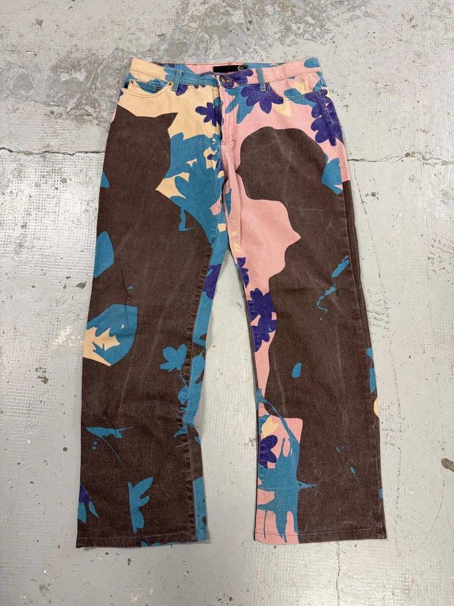 Just Cavalli 2000s Cavalli Pink & Blue Abstract Human Pants Size US 32 / EU 48 - 1 Thumbnail