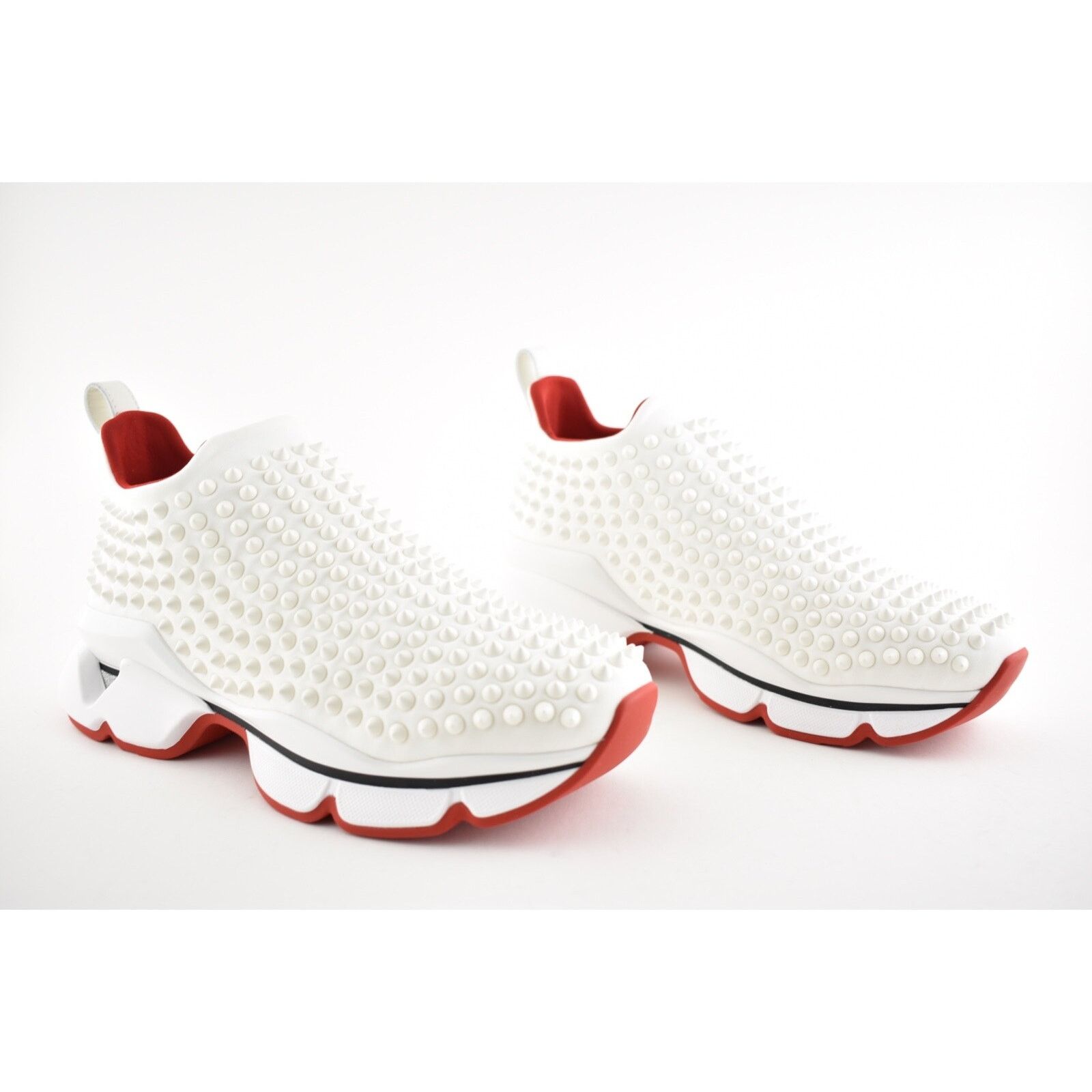 Christian Louboutin Spike Sock Donna Flat Snow White Red Neoprene Sneaker 36 Size US 6 / IT 36 - 4 Thumbnail
