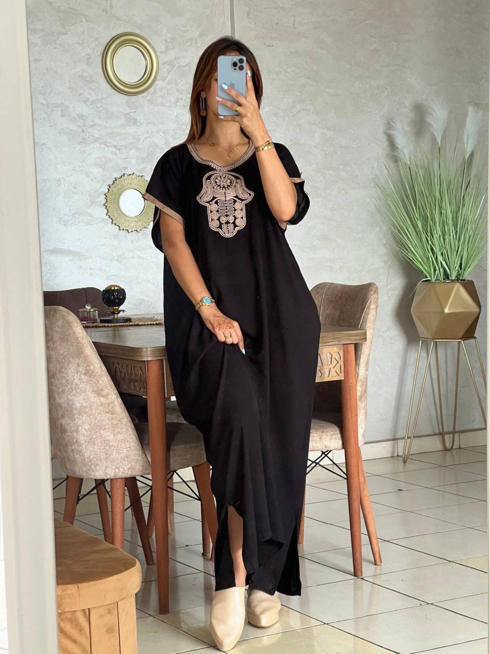 Designer × Handmade Black Moroccan Kaftan Size ONE SIZE - 1 Thumbnail