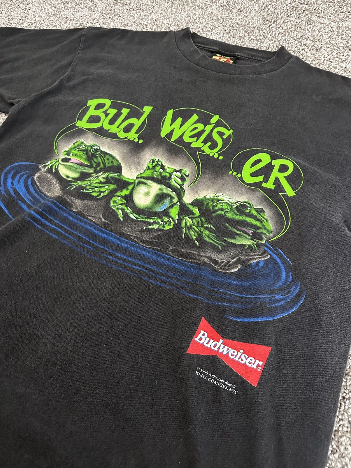 Vintage Very Rare 1995 Black Vintage Budweiser Frog T-Shirt Size US XL / EU 56 / 4 - 2 Thumbnail