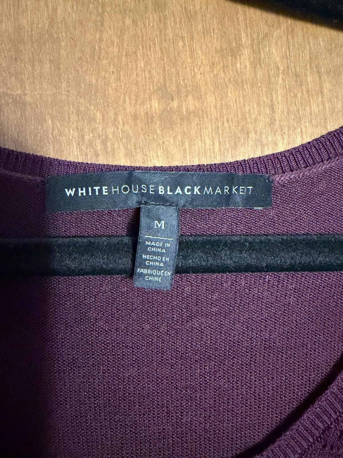Other White House Black Market Burgundy Knit Top with Fringe Med Size M / US 6-8 / IT 42-44 - 2 Thumbnail