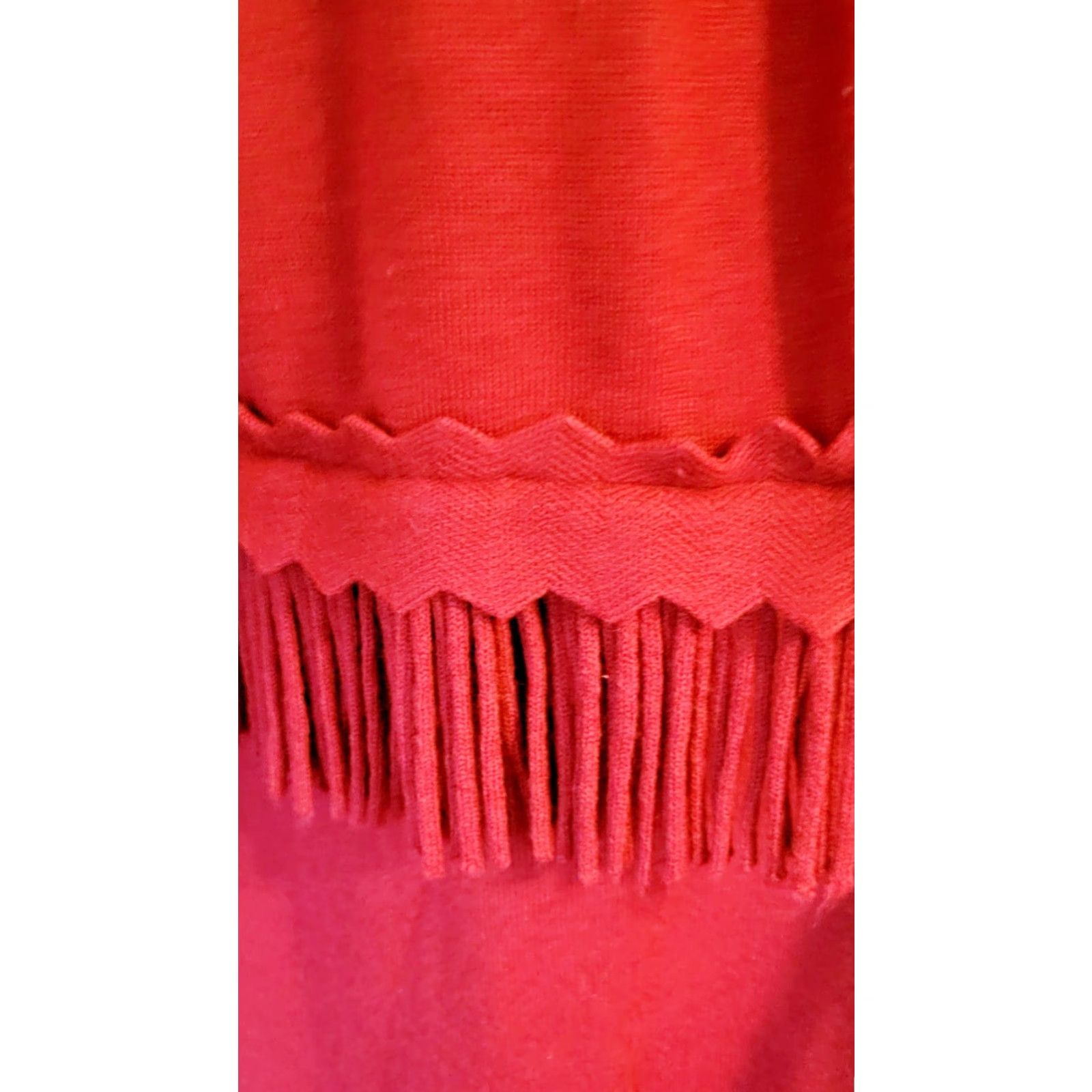 Vintage VINTAGE Donna Ricco Brick Red Fringe Trim Sweater Dress Vest Boho 18 Plus Size XXL / US 16-18 / IT 52-54 - 2 Thumbnail