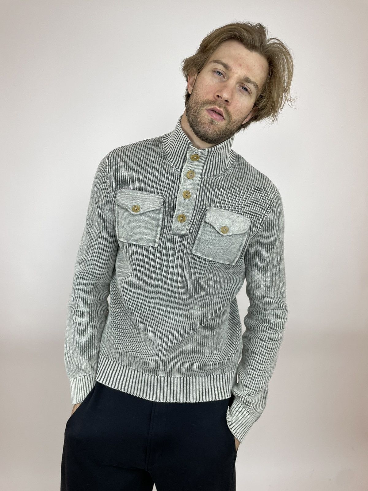 Esprit Streetwear Vintage ESPRIT VINTAGE Ribbed Washed sweater Stone Island style Grailed
