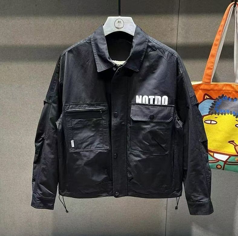 Vintage Black Utility Cargo Jacket with NOTDO Graphic Size US M / EU 48-50 / 2 - 1 Thumbnail