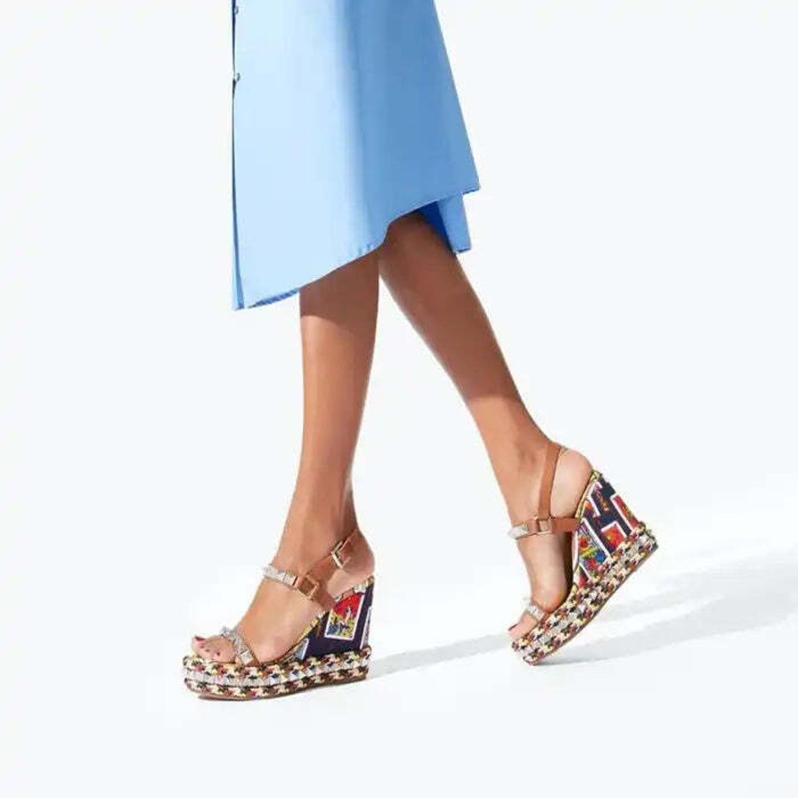 Christian Louboutin Pyraclou 110 Tarot Card Platform Wedge Sandal Heel Pump 39 Size US 9 / IT 39 - 5 Thumbnail