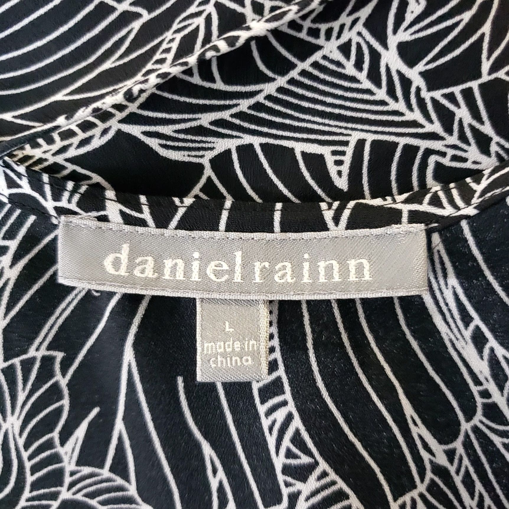 Vintage Daniel Rainn Womens Blouse Large Black White Floral Scoop Neck Back Size L / US 10 / IT 46 - 5 Thumbnail