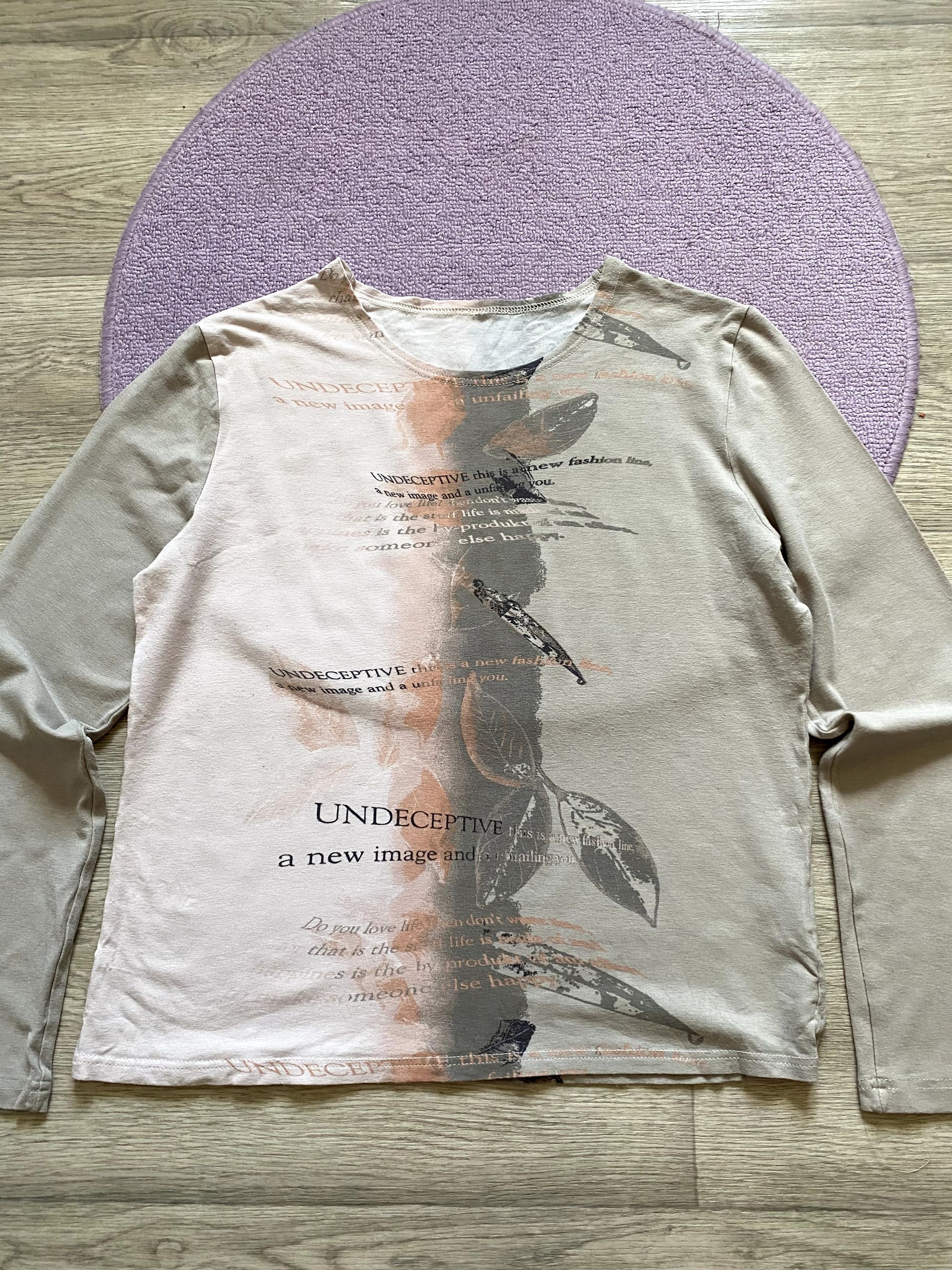 If Six Was Nine × Japanese Brand Y2K Avant Garde Biege Leaves Longsleeve Glamour Size M / US 6-8 / IT 42-44 - 3 Thumbnail