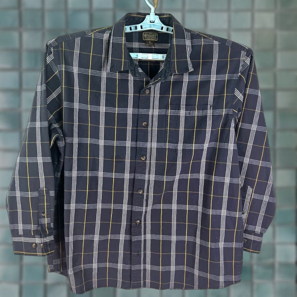 Vintage C.E. Schmidt Plaid Button-Up Shirt Mens XL Blue Long Sleeve Size US XL / EU 56 / 4 - 1 Thumbnail