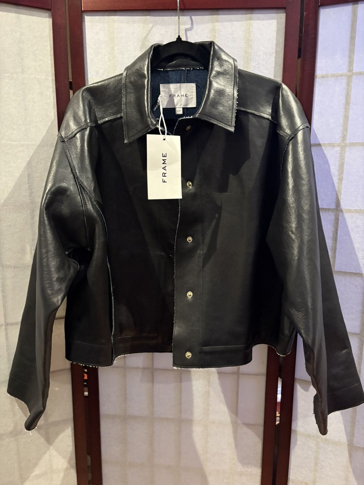 Frame FRAME Black Lamb Leather Cropped Jacket - Modern Minimalist Size S / US 4 / IT 40 - 1 Thumbnail
