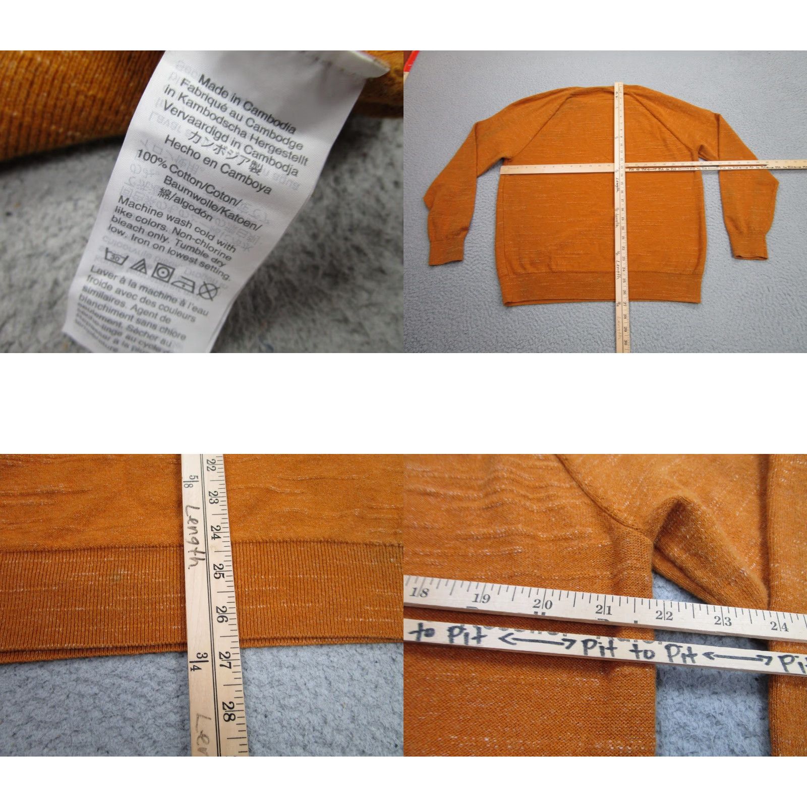 J.Crew J.CREW Sweater Mens L Orange 100% Cotton Crewneck Raglan Slub Knit Pullover Size US L / EU 52-54 / 3 - 8 Thumbnail