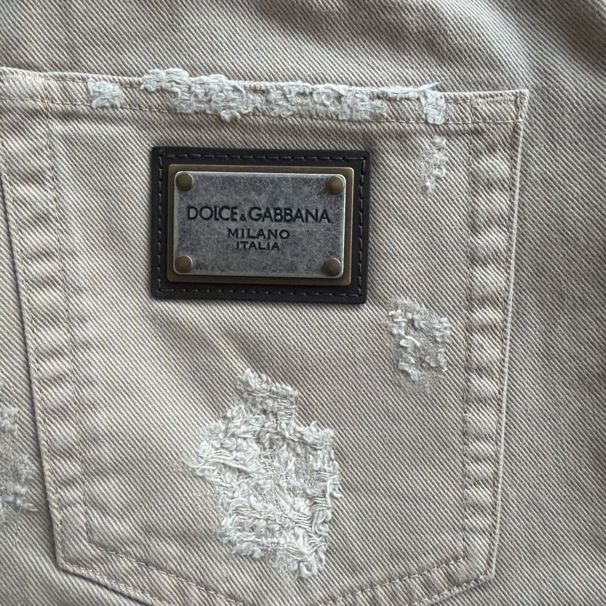 Dolce & Gabbana Dolce & Gabbana Distressed Beige Jeans Size US 30 / EU 46 - 4 Thumbnail