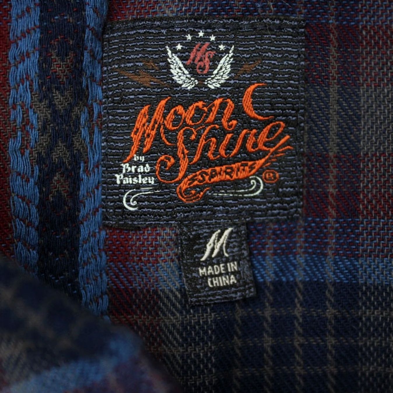 Vintage Moonshine by Brad Paisley Shirt Mens Medium Blue/Red Plaid Pearl Snap Cotton L/S Size US M / EU 48-50 / 2 - 5 Thumbnail