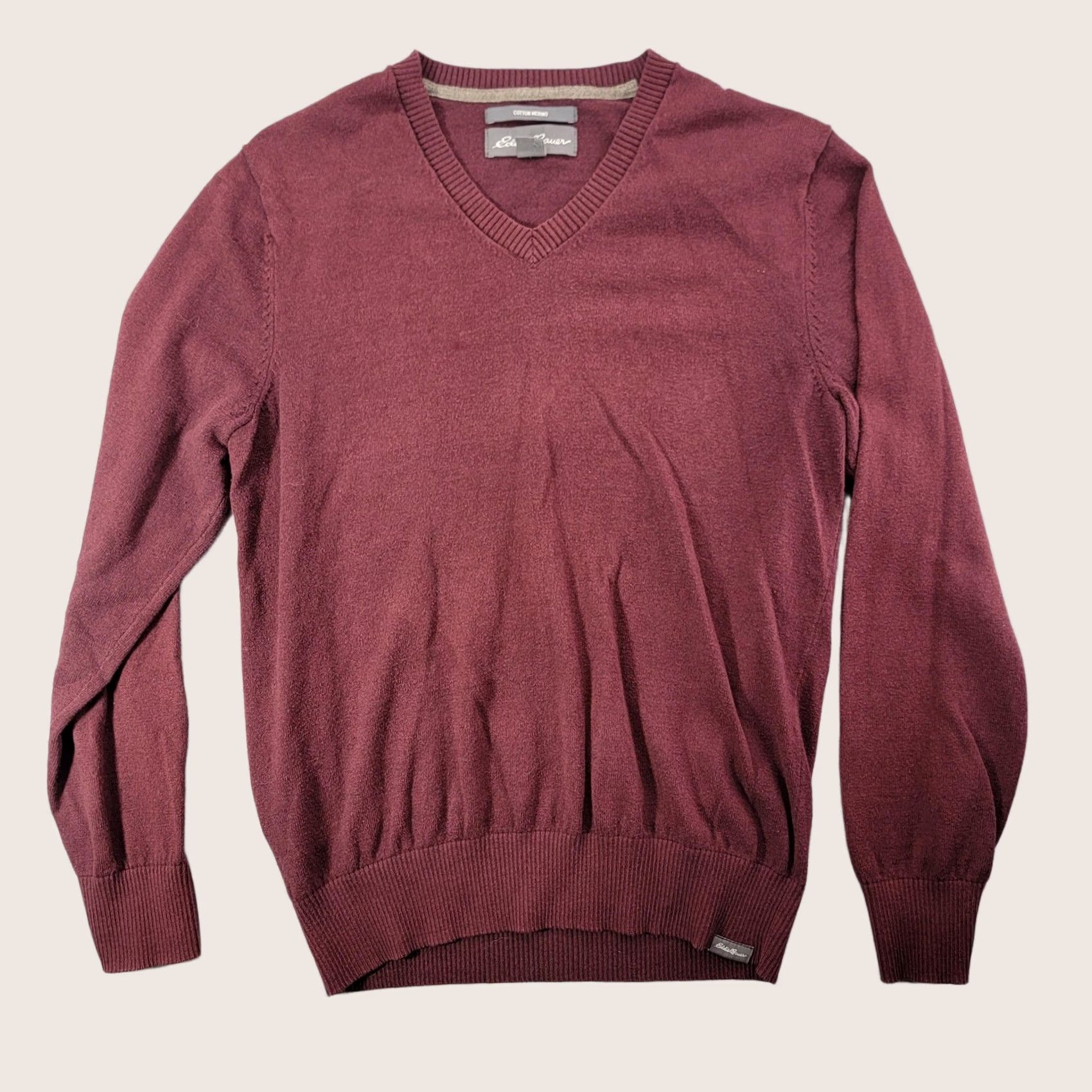 Eddie Bauer Eddie Bauer Sweater Mens S Red V-Neck Merino Knit Pullover Size US S / EU 44-46 / 1 - 1 Thumbnail