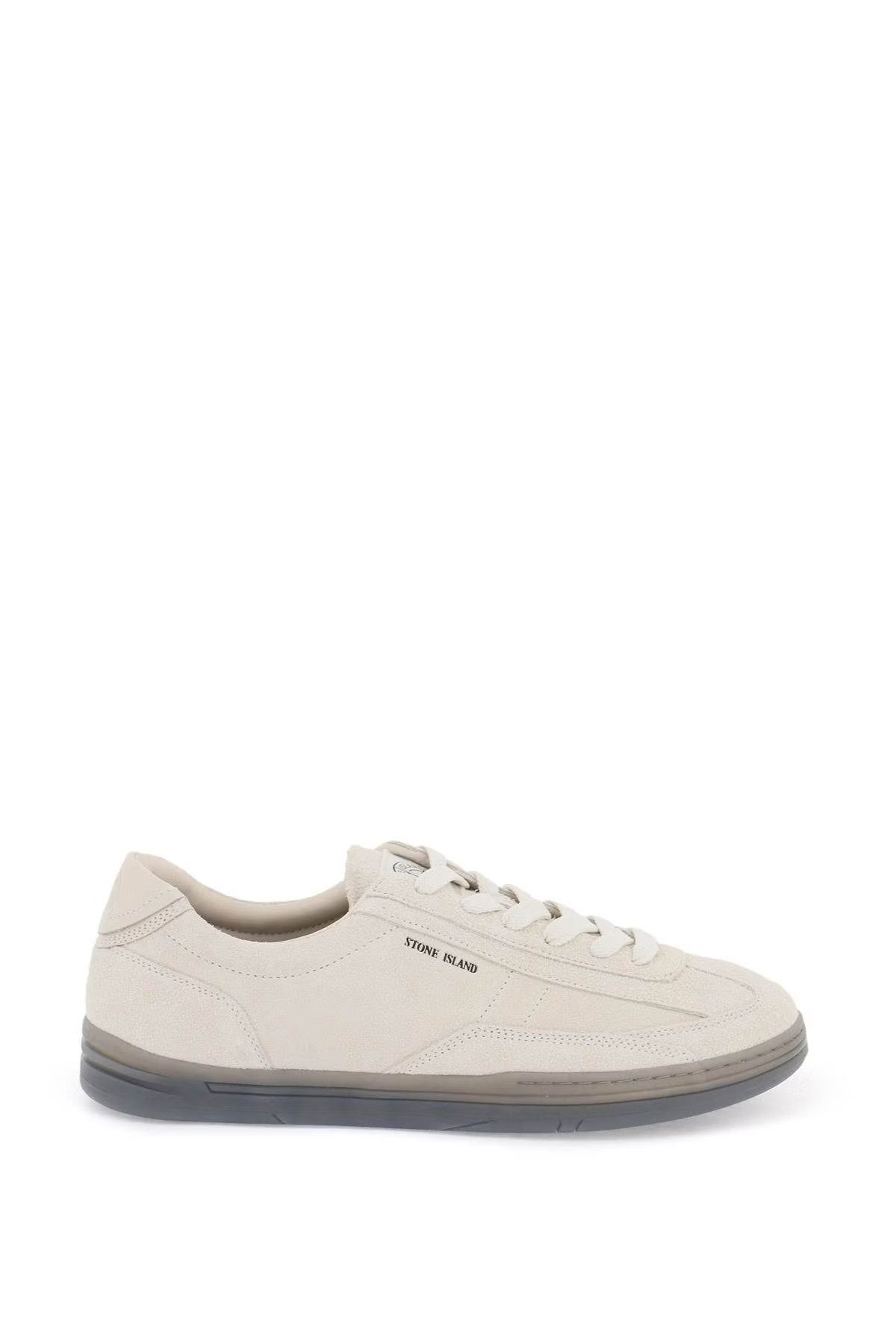 image of Stone Island O1S22I1N0524 Suede Leather Rock Sneakers In Ivory, Men's (Size 8)