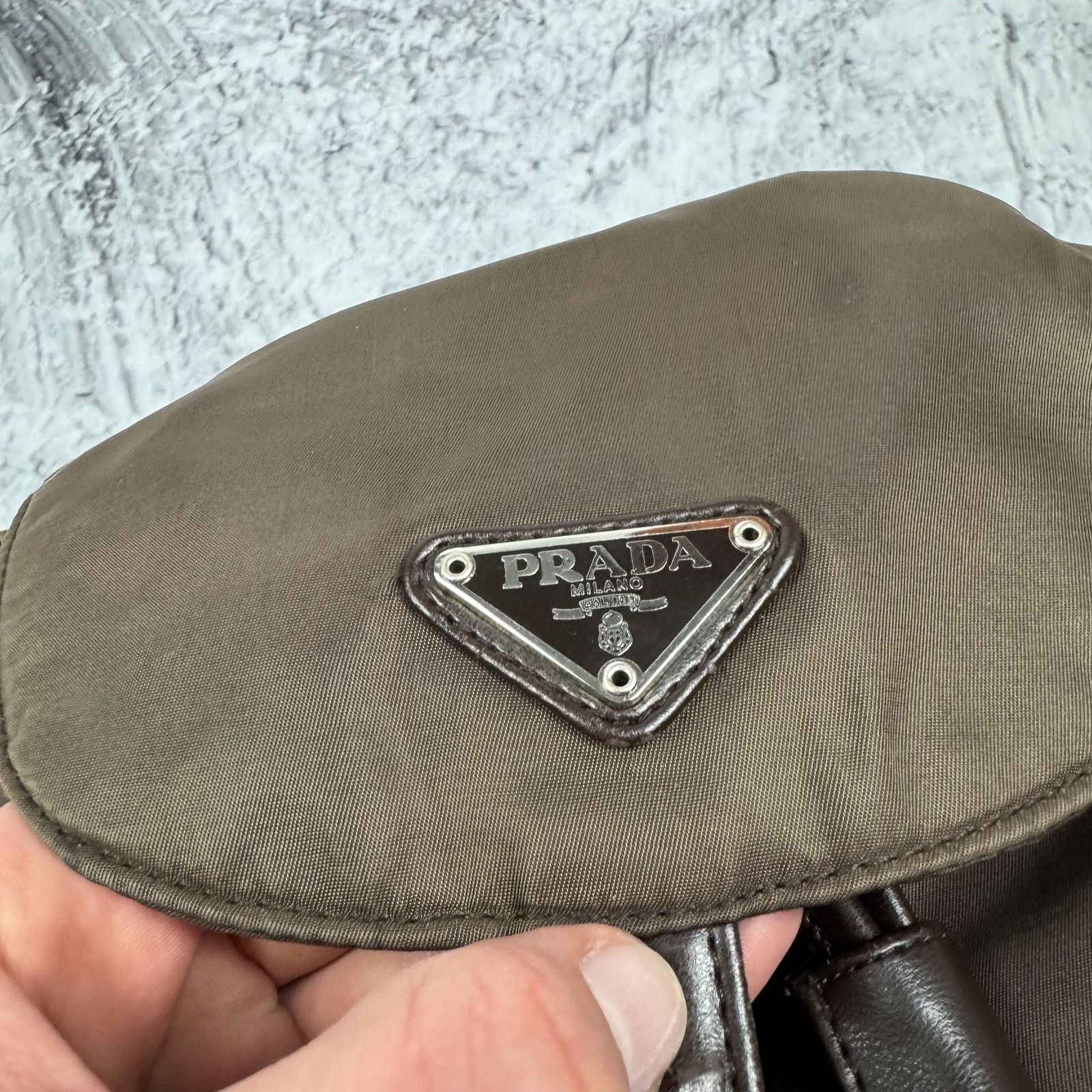 Prada Prada Milano Small Re-Nylon Womens Brown Logo Patch Backpack Size ONE SIZE - 12 Thumbnail