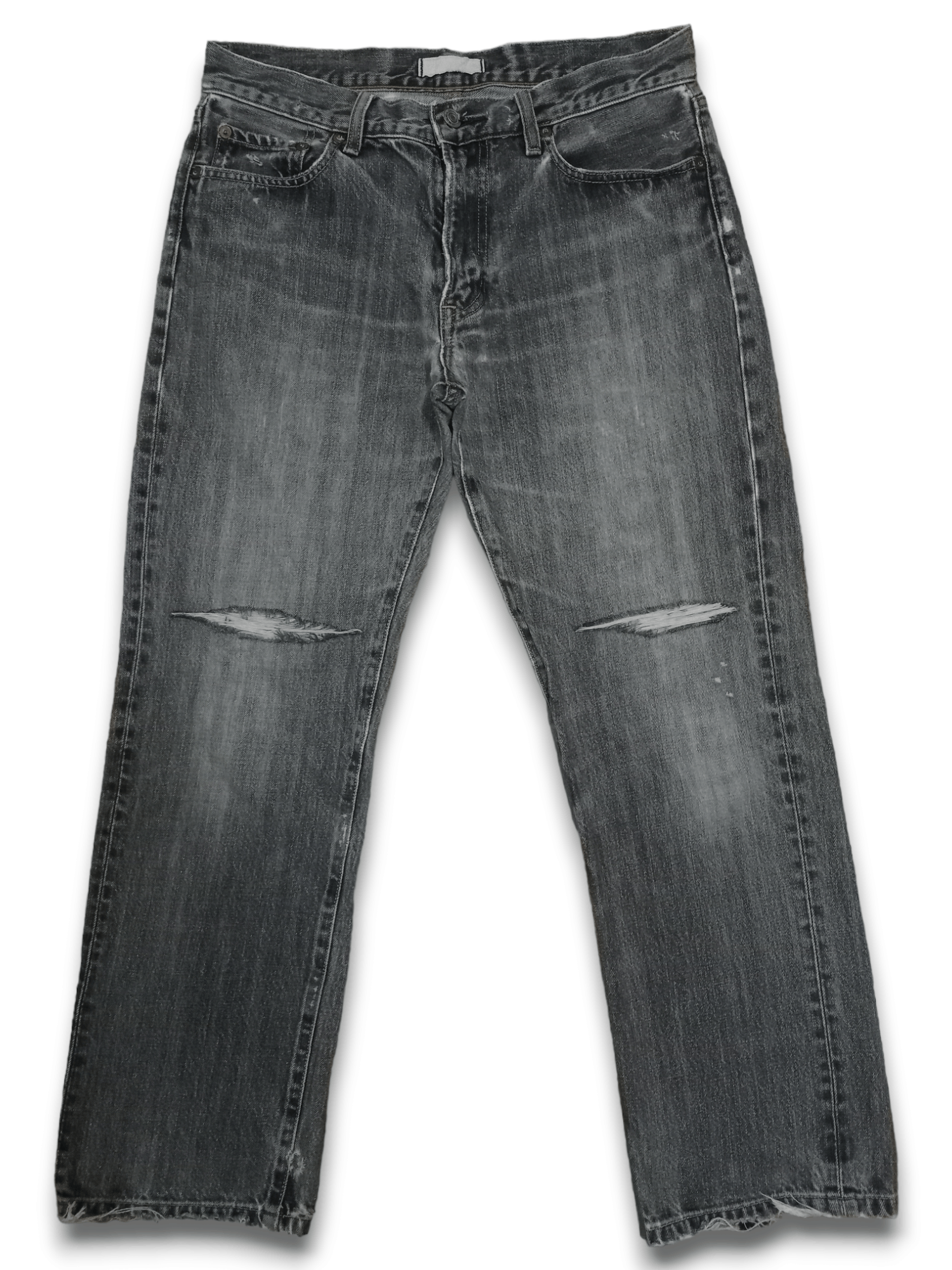 Japanese Brand × Uniqlo Vintage Uniqlo Earth Tone Distressed Loose Jeans 31x27 Size US 31 - 12 Thumbnail