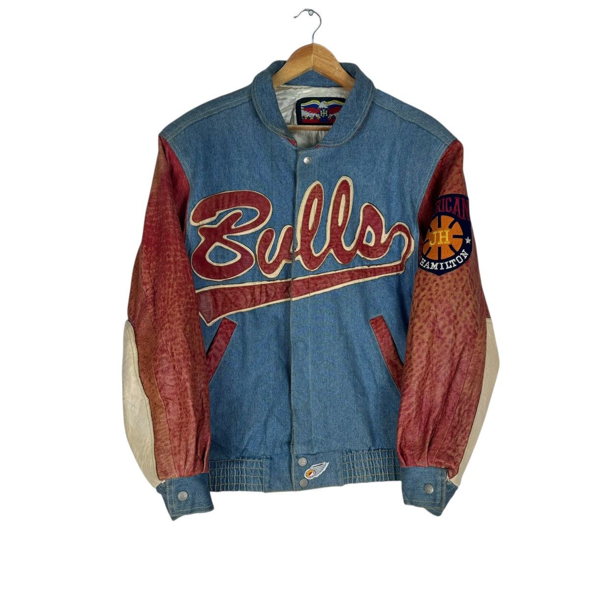 Jeff Hamilton 🌟90s J.H DESIGN CHICAGO BULLS NBA VARSITY LEATHER JACKET Size US M / EU 48-50 / 2 - 2 Thumbnail