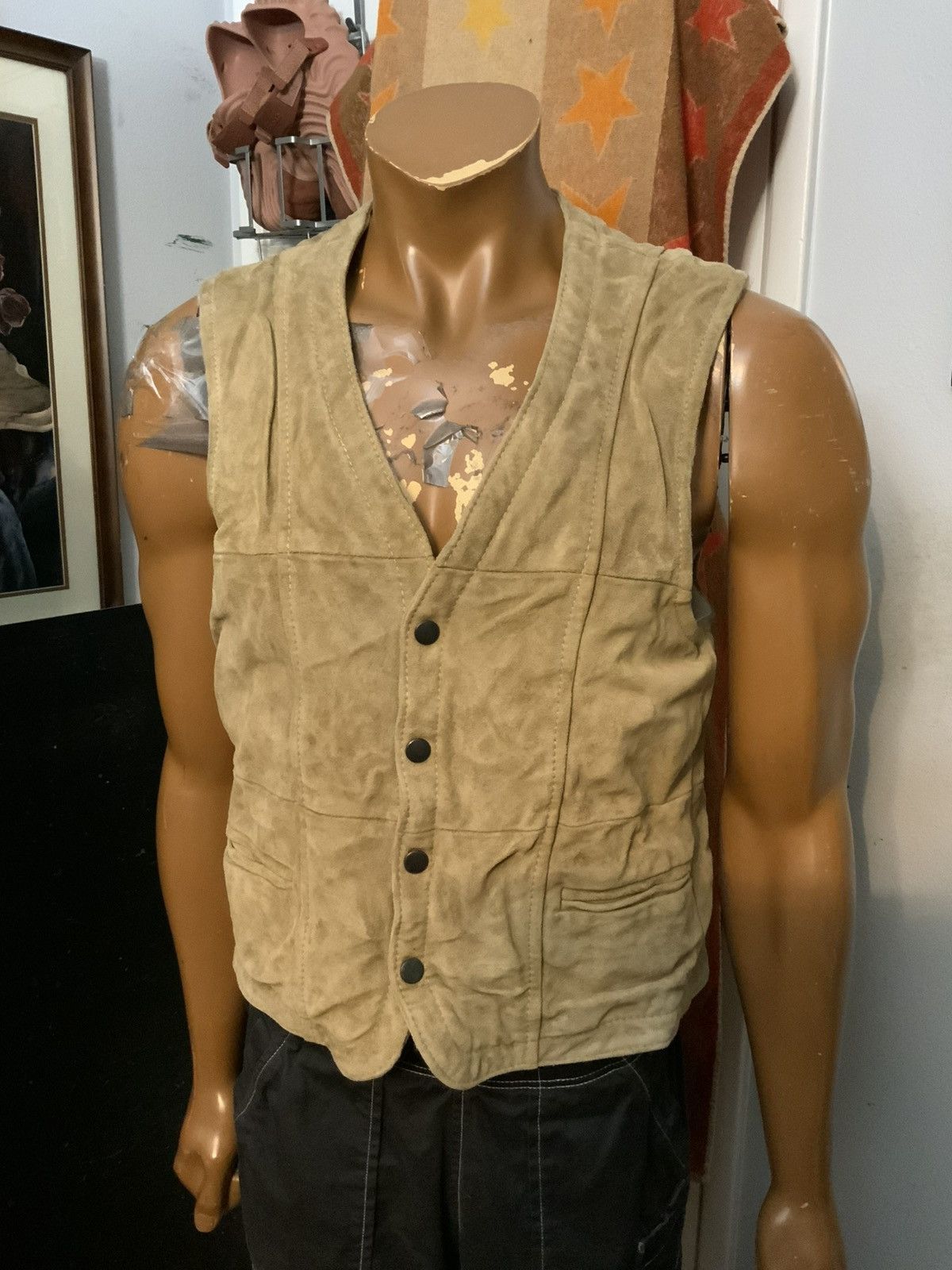 Vintage VTG 70s 80s Sears Leather Suede Sherpa Western Vest Jacket Size US M / EU 48-50 / 2 - 10 Thumbnail