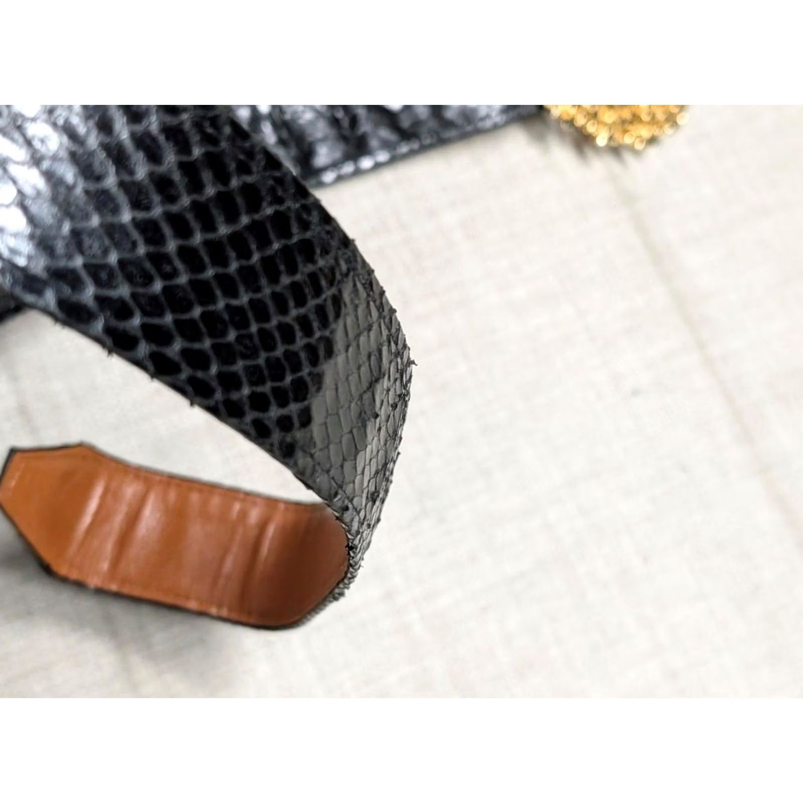 ALEXIS VINTAGE Alexis Kirk belt SNAKESKIN leather 30 black GLAM bling belt Mens Womens Size ONE SIZE - 6 Thumbnail