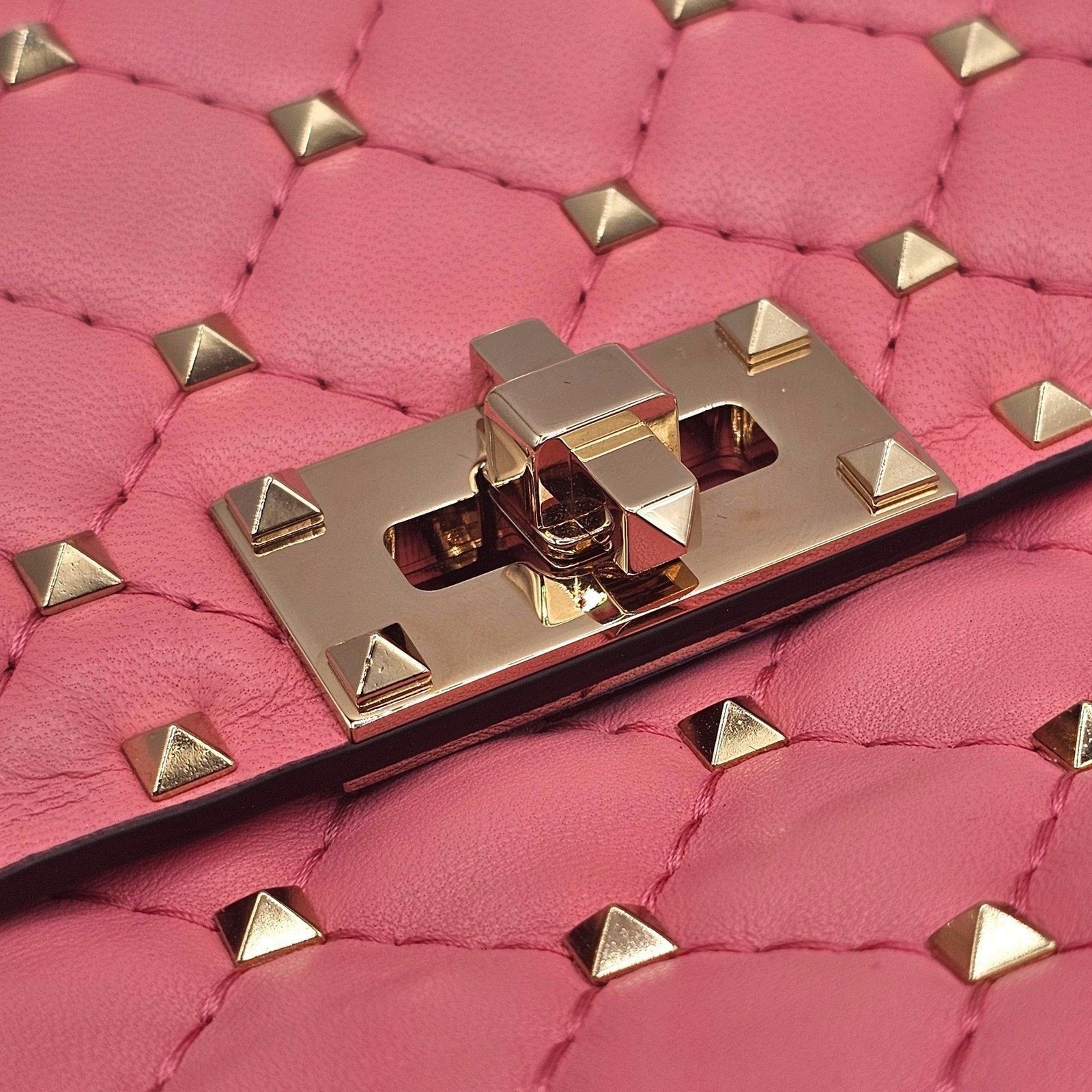 Valentino Rockstud Spike Medium Pink Leather Shoulder Bag NWOT $3500 Size ONE SIZE - 5 Thumbnail