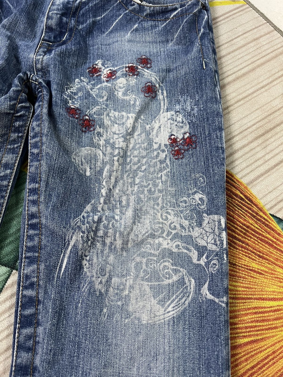 Japanese Brand SUKAJAN UNBRAND FISH KOI JEANS Size US 32 / EU 48 - 3 Thumbnail