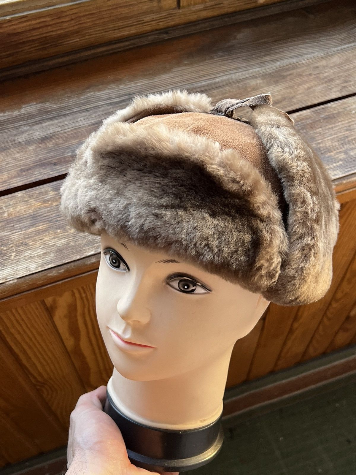 Vintage Ushanka CRAMBES Y2K Leather Trapper Hat Rare