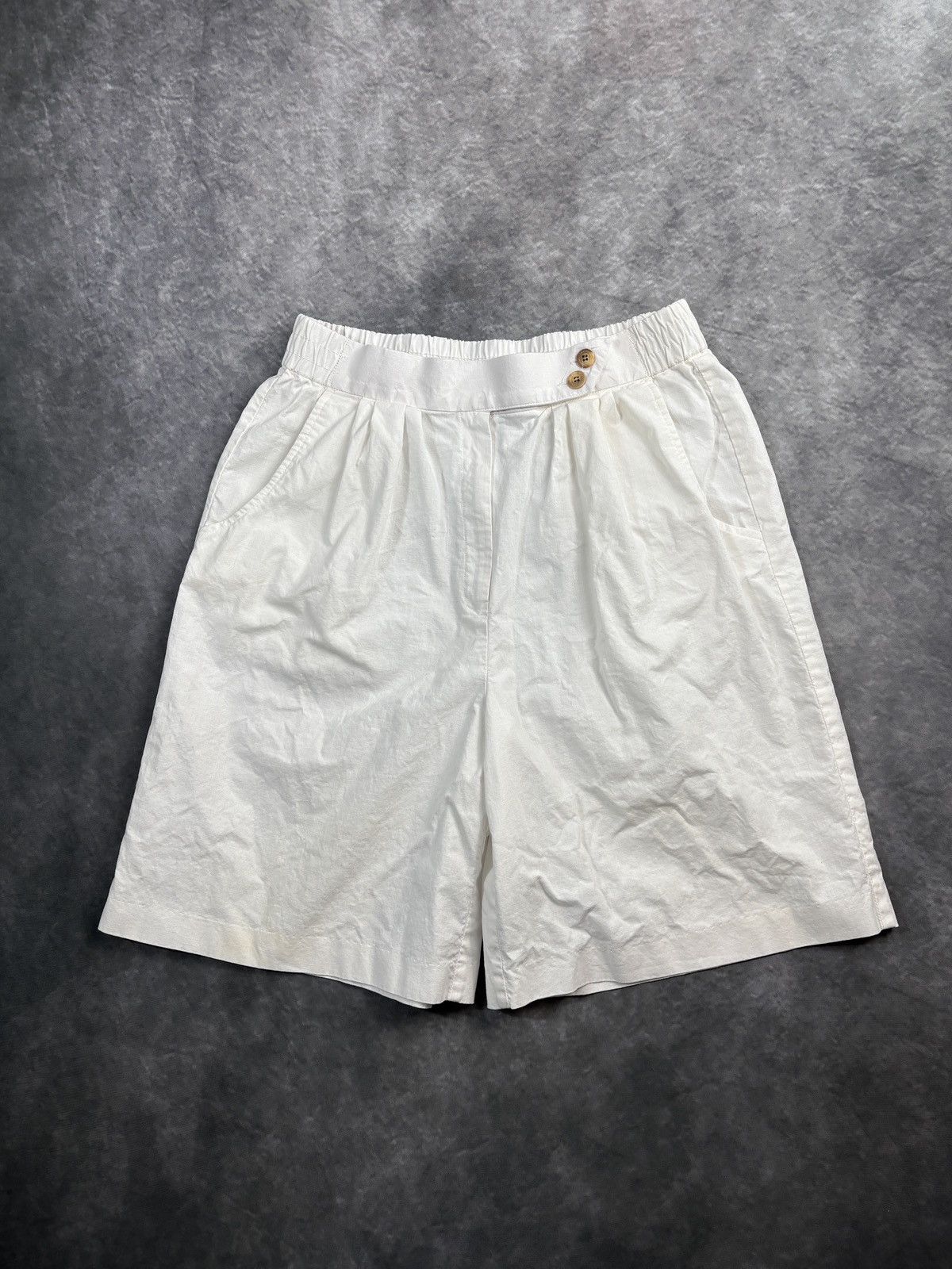 Vintage Vintage Pleated Shorts 80s 90s Cotton Loose Baggy White Stag Size US 28 / EU 44 - 11 Thumbnail