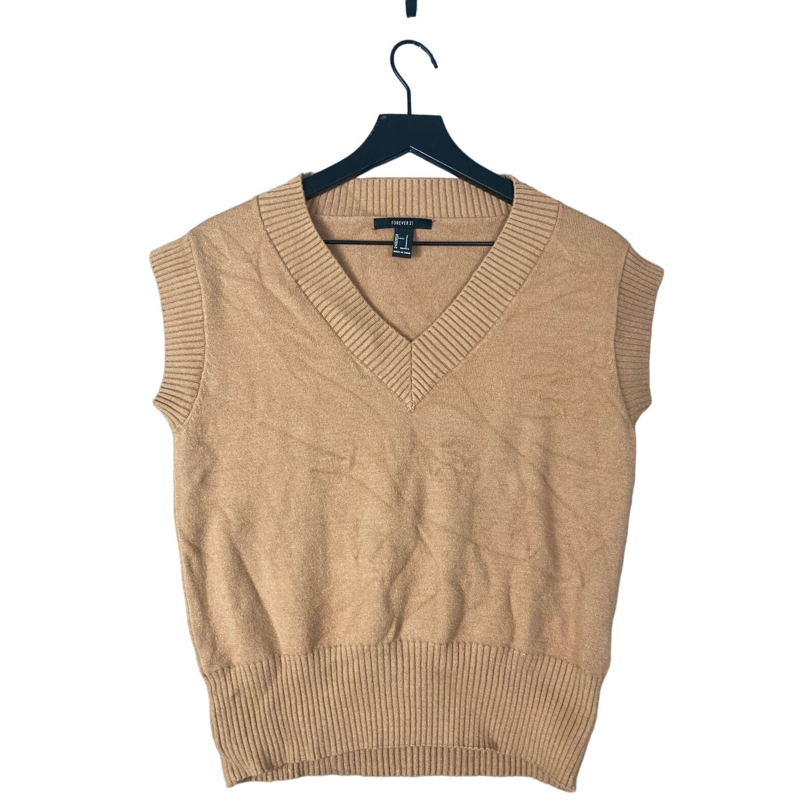 Forever 21 Forever 21 Beige V-Neck Sweater Vest Women's S Rayon Size S / US 4 / IT 40 - 1 Thumbnail