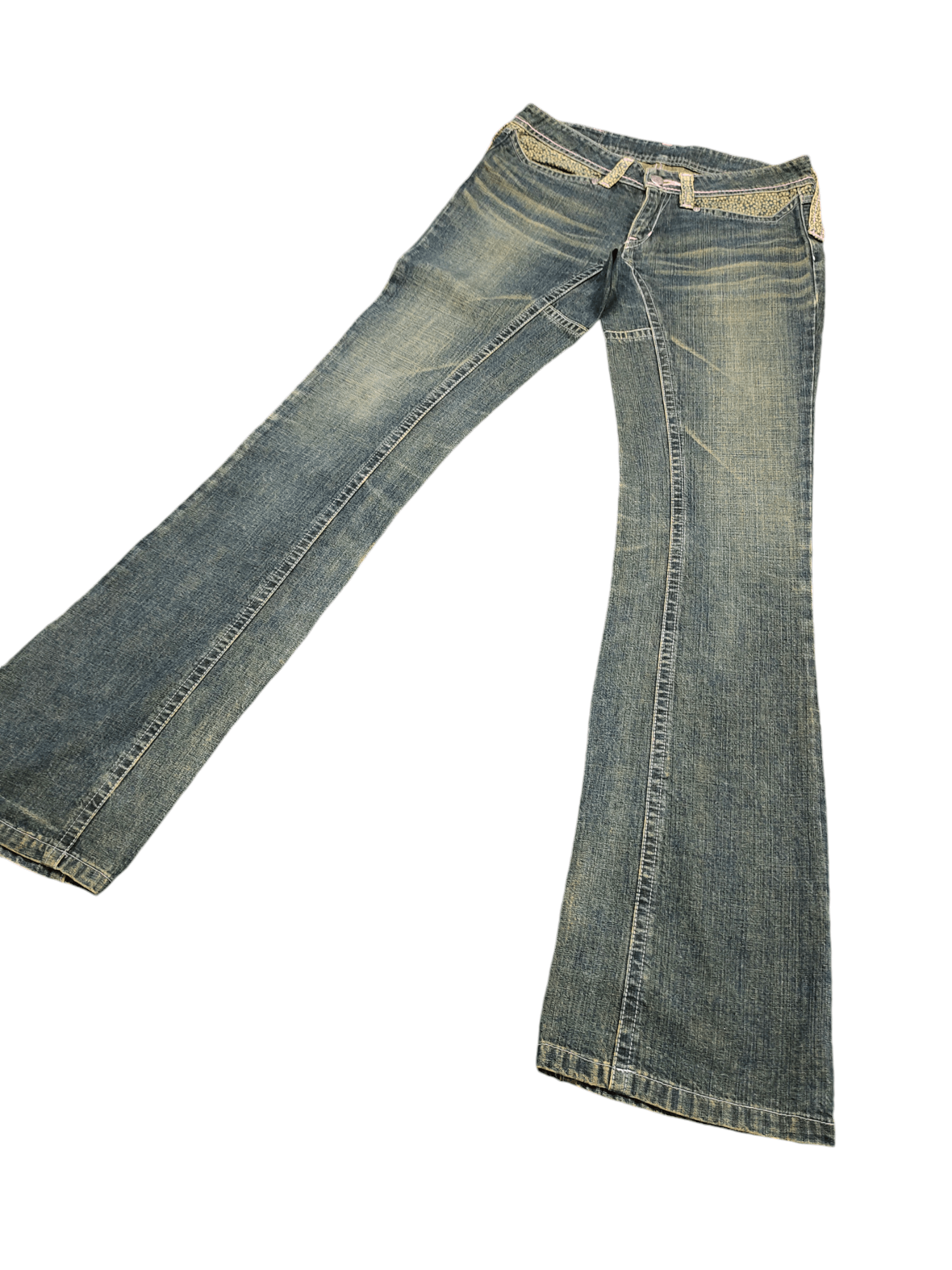 If Six Was Nine Flare Jeans Kyoto Homay Clawmark Faded Low Rise Bootcut Y2k Size US 28 / EU 44 - 1 Thumbnail