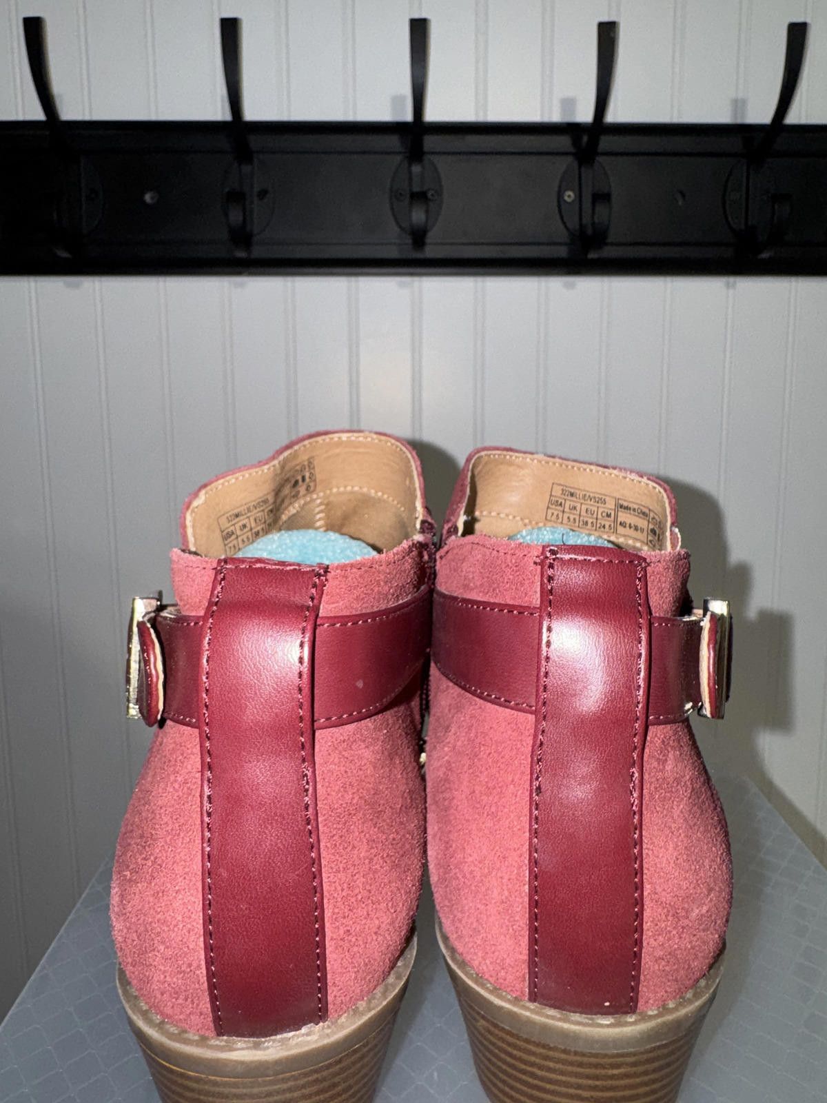 Vionic Vionic Women's Red Suede Ankle Boots with Buckle Detail Size US 7.5 / IT 37.5 - 3 Thumbnail