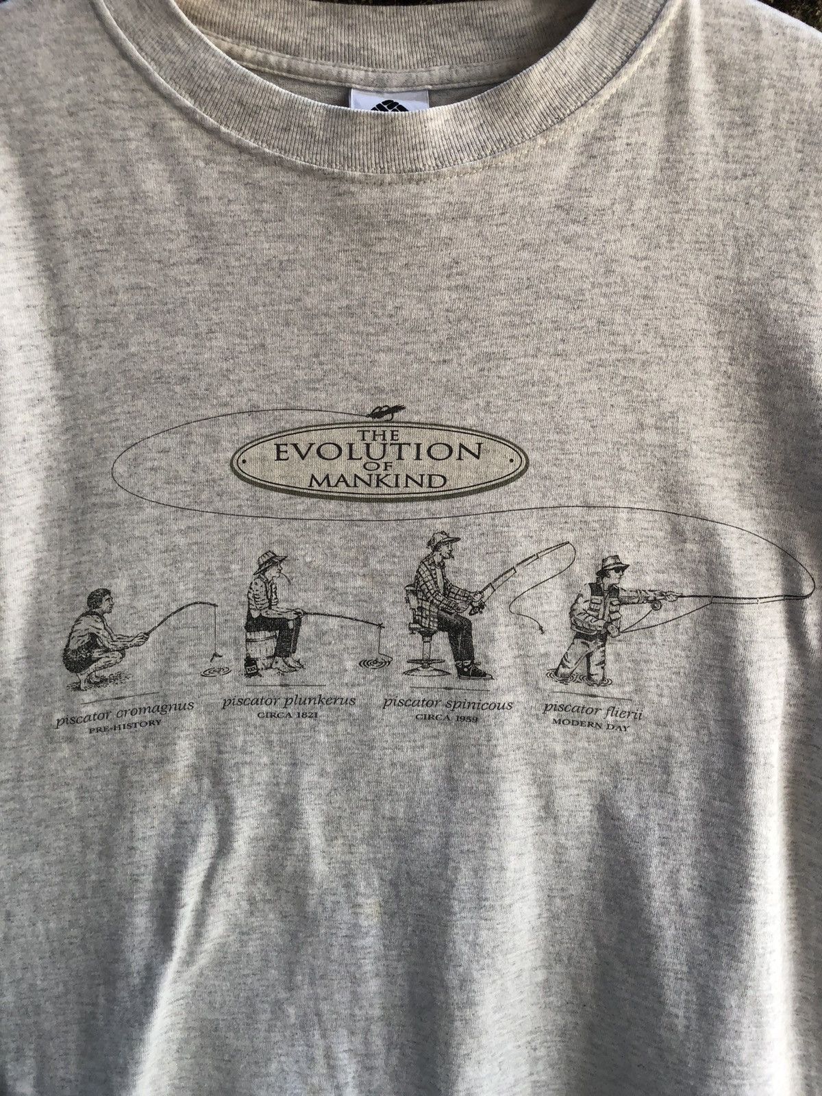 Columbia × Vintage Columbia Vintage 90s Evolution Mankind Fishing T-shirt Size US M / EU 48-50 / 2 - 2 Thumbnail
