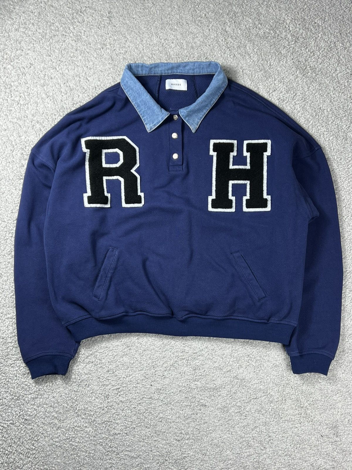 Rhude Rhude RH Collegiate Longsleeve Rugby “Navy” Size M Size US M / EU 48-50 / 2 - 4 Thumbnail