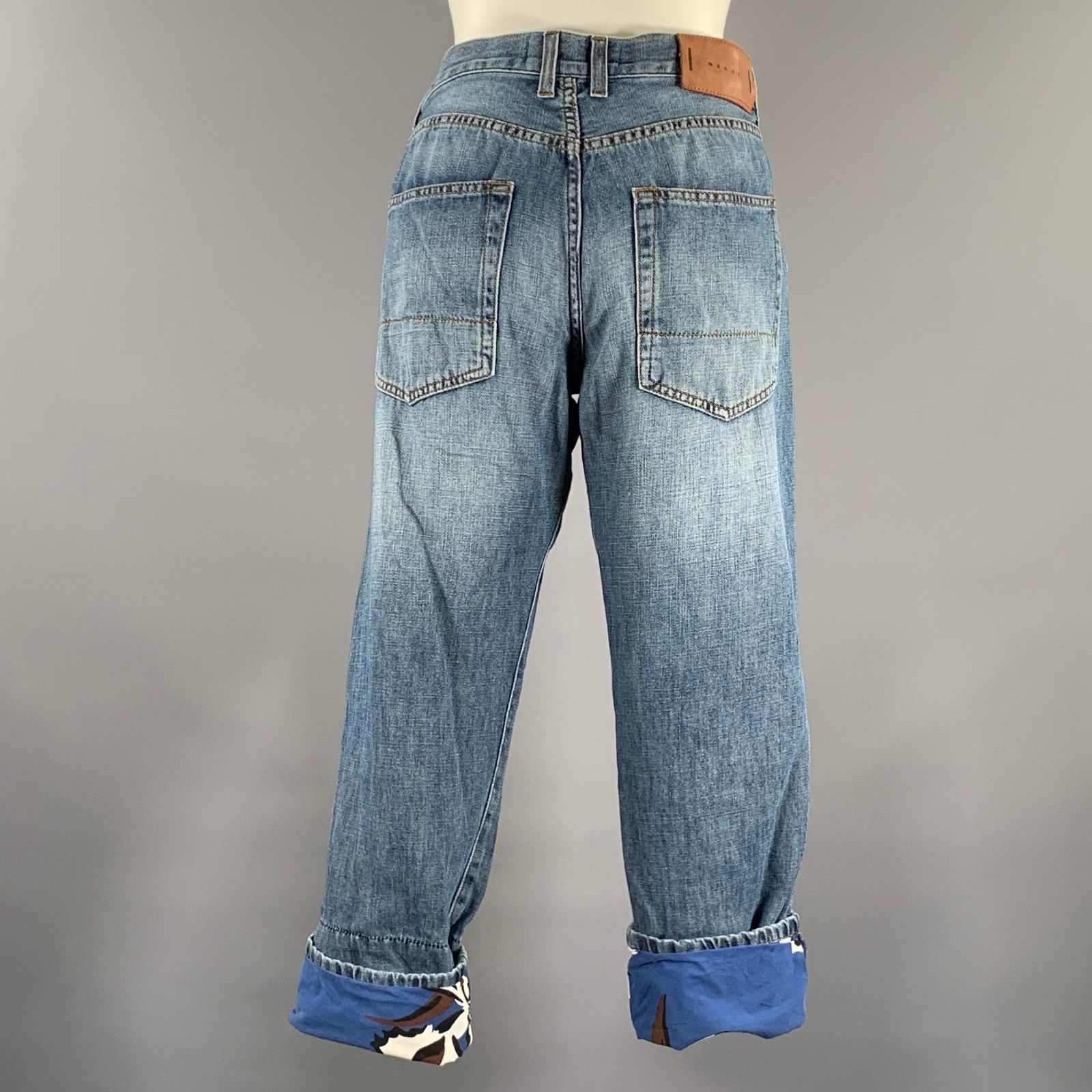 Marni MARNI Size M Blue Brown Cotton Linen Casual Pants Size 30" / US 8 / IT 44 - 4 Thumbnail