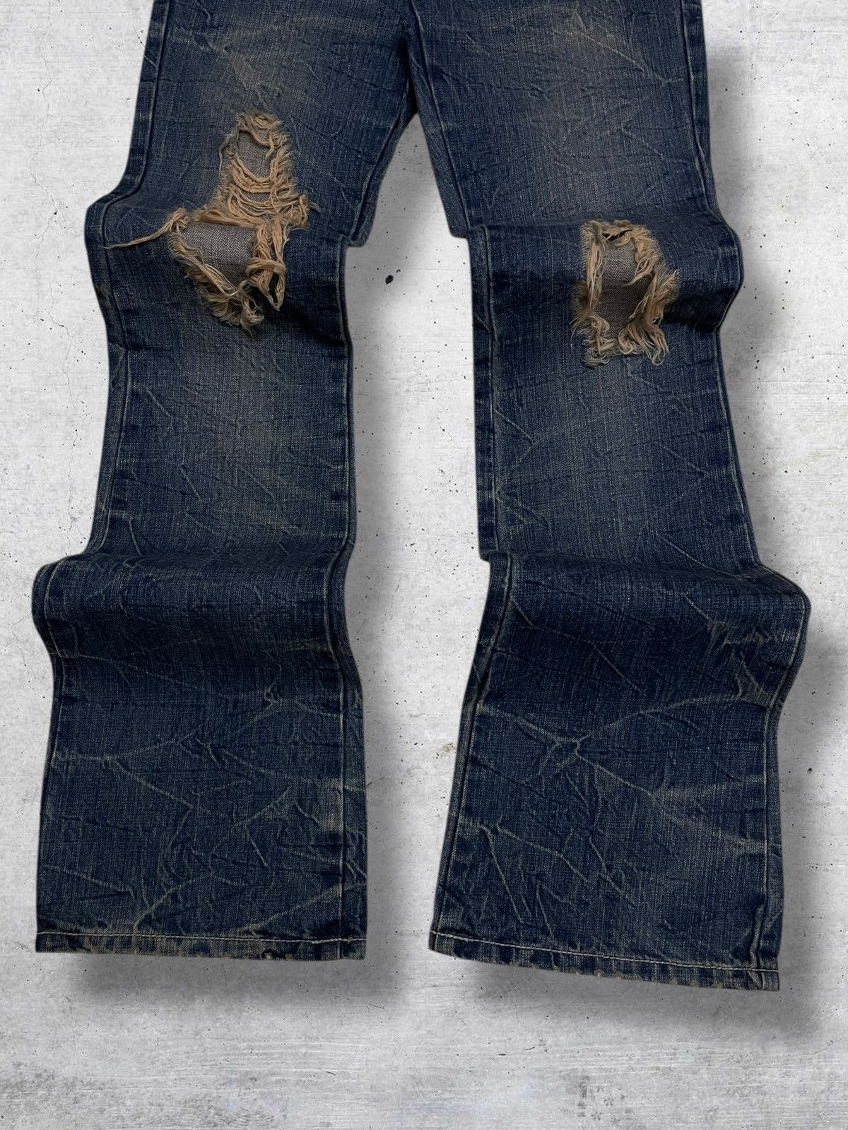 Japanese Brand VINTAGE NYLAUS JAPAN DESIGNER 90S FLARED MUDWASH GOLD DENIM Size US 26 / EU 42 - 3 Thumbnail