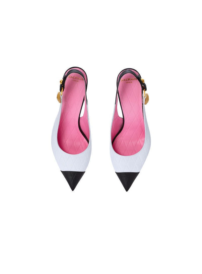Balmain o1s1wg111225 Pointed-Toe Leather Pumps in Black/White Size US 10 / IT 40 - 3 Thumbnail