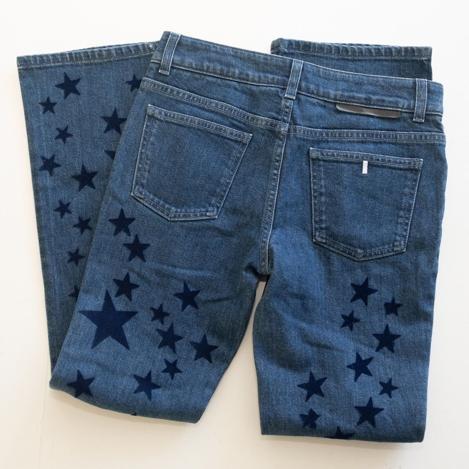 Stella McCartney Stella McCartney. Blue Star Print Denim Flared Jeans. Size 25" / US 0 / IT 36 - 3 Thumbnail