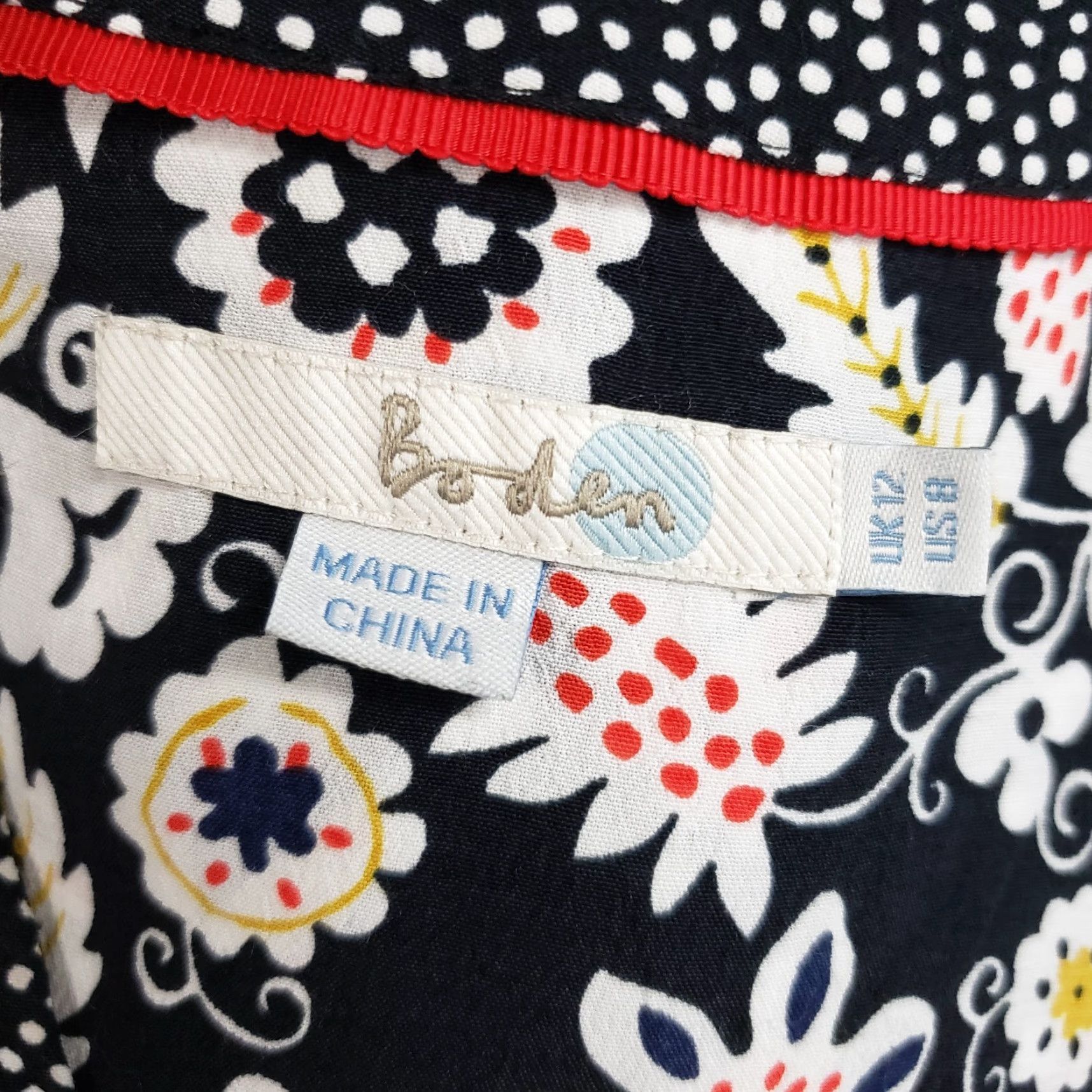 Boden Boden Womens Mollie Top Sz 8 Black Red Floral 3/4 Sleeve Viscose Scoop Neck Shirts Womens Size M / US 6-8 / IT 42-44 - 5 Thumbnail