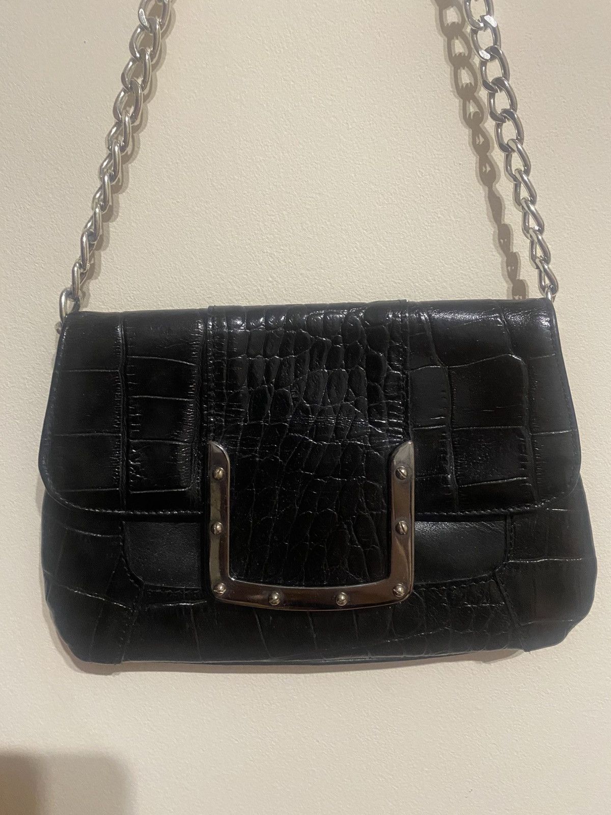 Other Vintage Elephant Leather Croc-Embossed Chain Shoulder Bag Size ONE SIZE - 2 Thumbnail