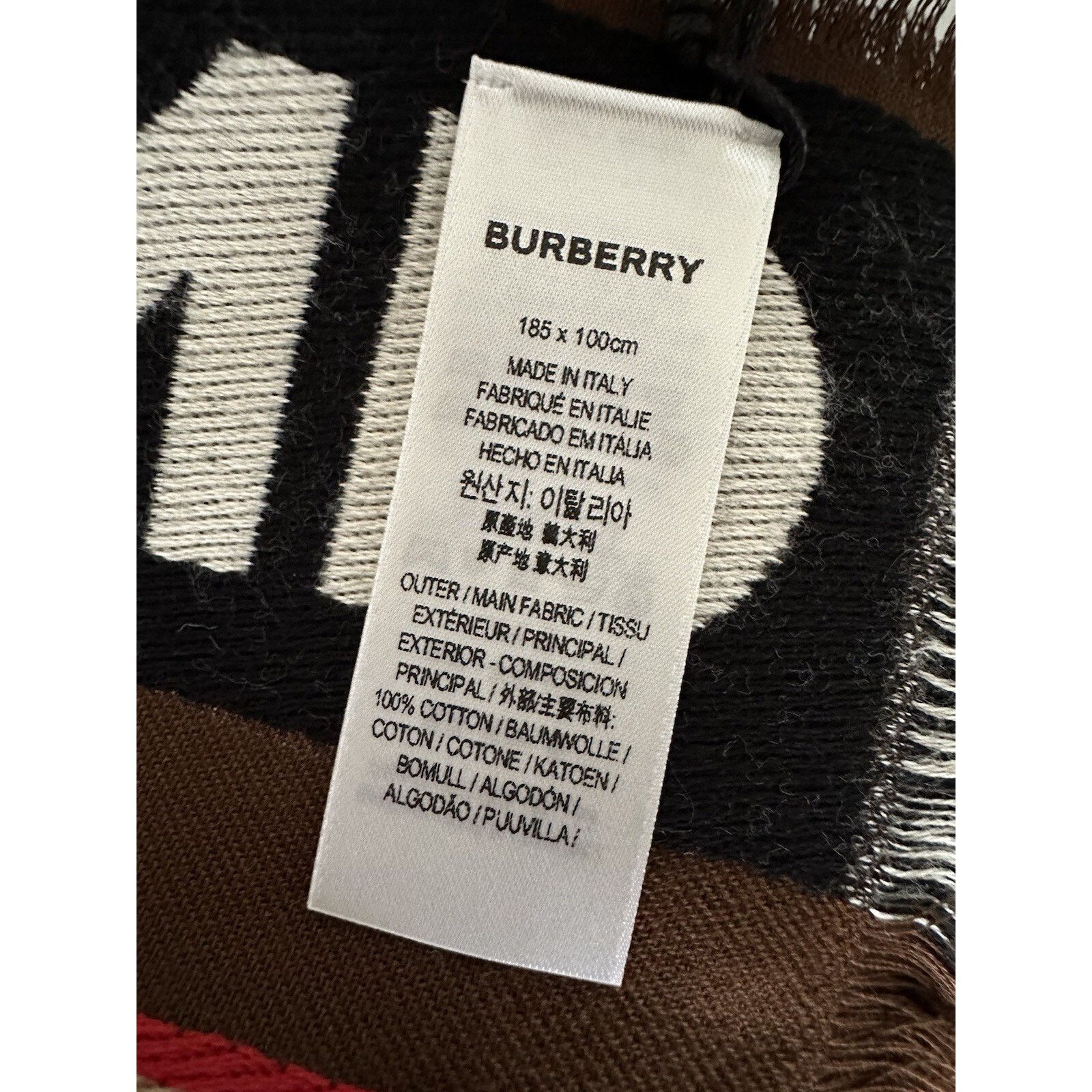 Burberry NWT $470 Burberry Cotton Scarf Brown 185 cm x 100 cm 806732 Size ONE SIZE - 10 Thumbnail