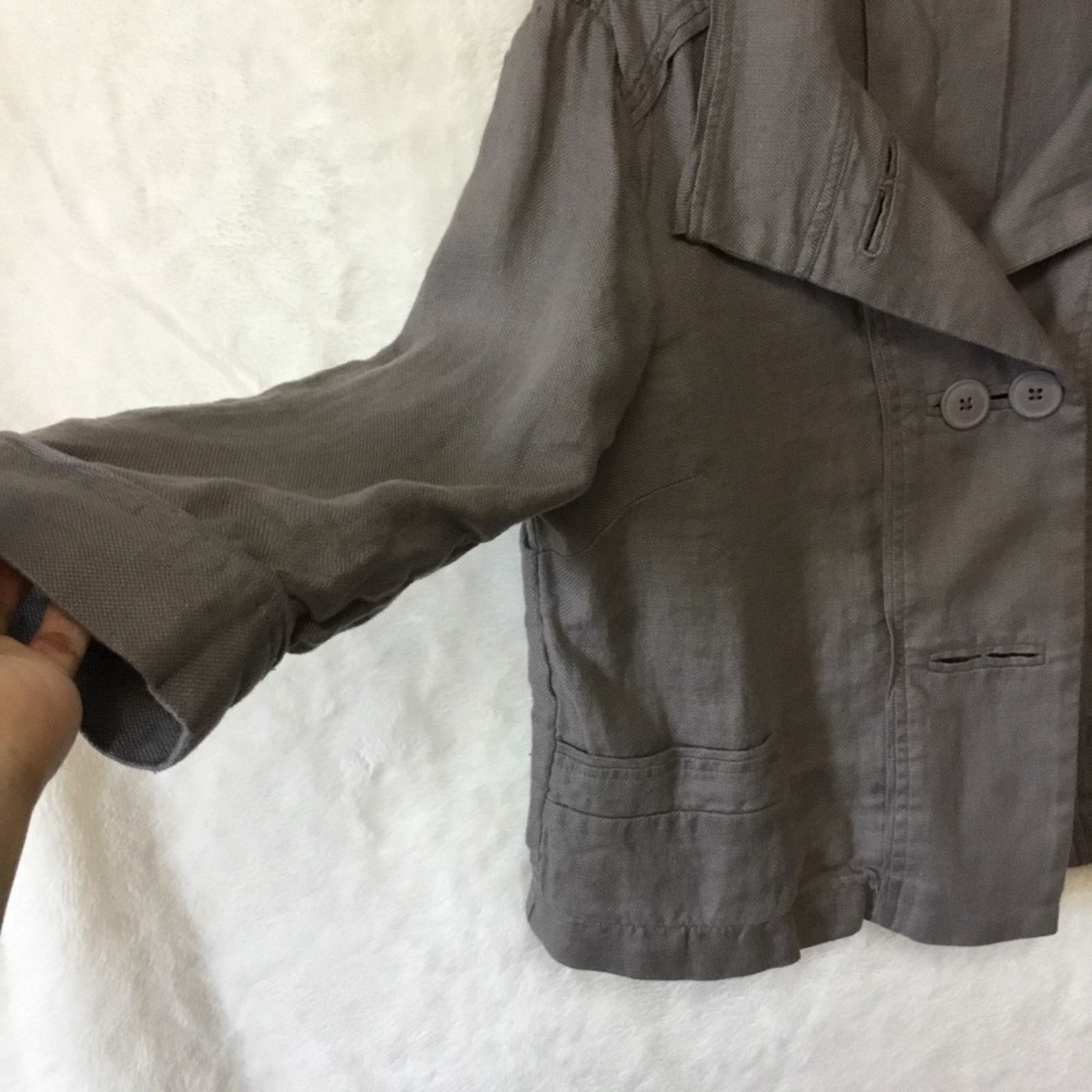 Coldwater Creek Coldwater Creek Gray Linen Jacket Size S / US 4 / IT 40 - 4 Thumbnail