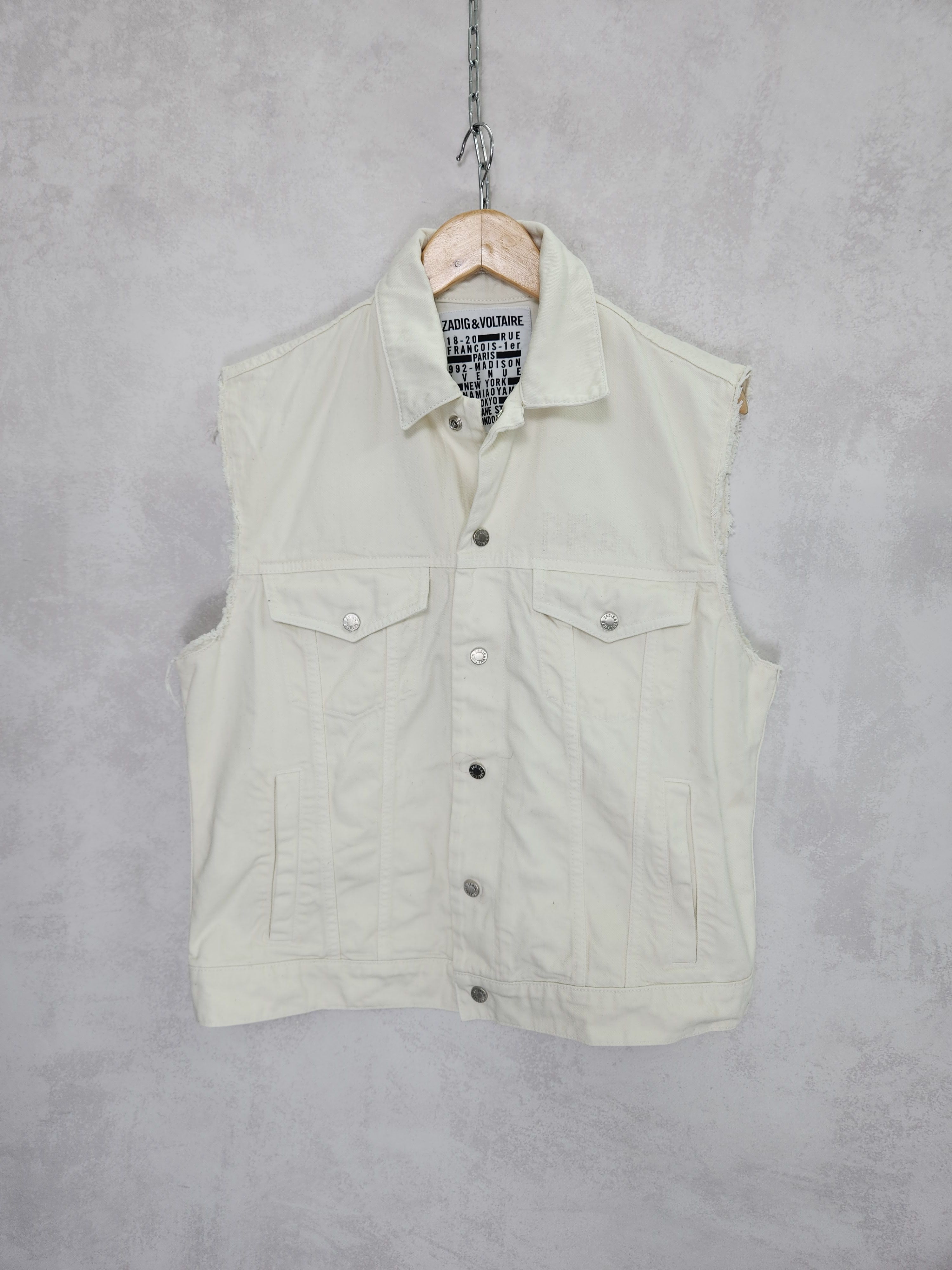 Zadig & Voltaire Zadig Voltaire white denim cotton jeans vest Size L / US 10 / IT 46 - 1 Thumbnail