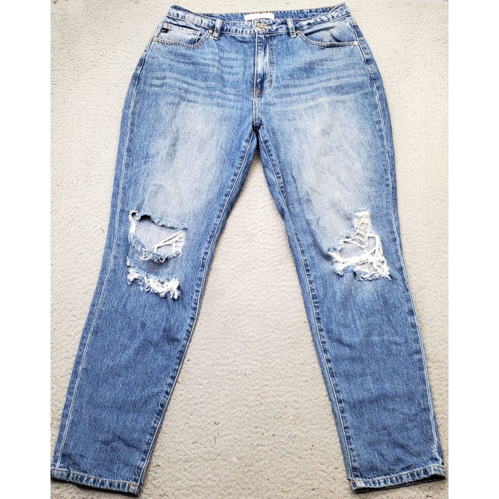 Vintage KanCan Womens Jeans 11 Distressed Skinny Blue Denim 29.5 Inseam Regular 33.5 Waist 5-Pocket Style Stretch Fashion Mens Womens Boys Girls Size 32" / US 10 / IT 46 - 2 Thumbnail