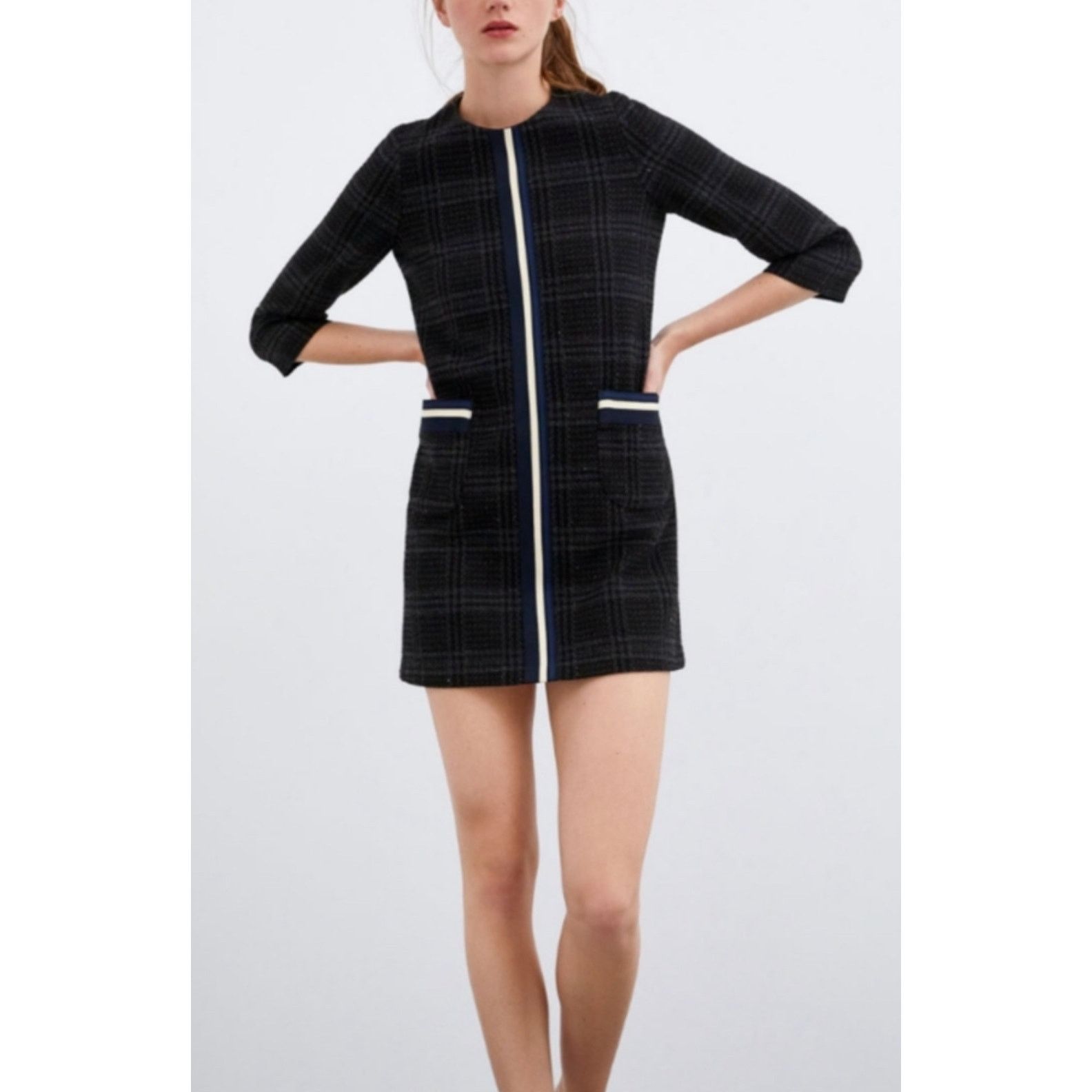 Zara Zara - Checkered Dress / Gray / M Size M / US 6-8 / IT 42-44 - 1 Thumbnail