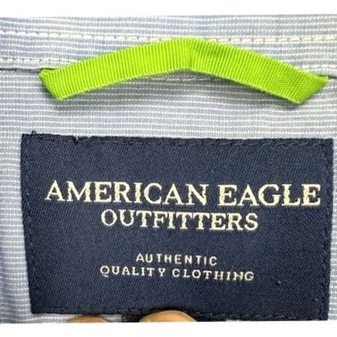 Vintage VINTAGE American Eagle Shirt Mens Large Blue Hairline Stripe Button Up Casual Workwear Short Sleeve Clothing Size US L / EU 52-54 / 3 - 4 Thumbnail