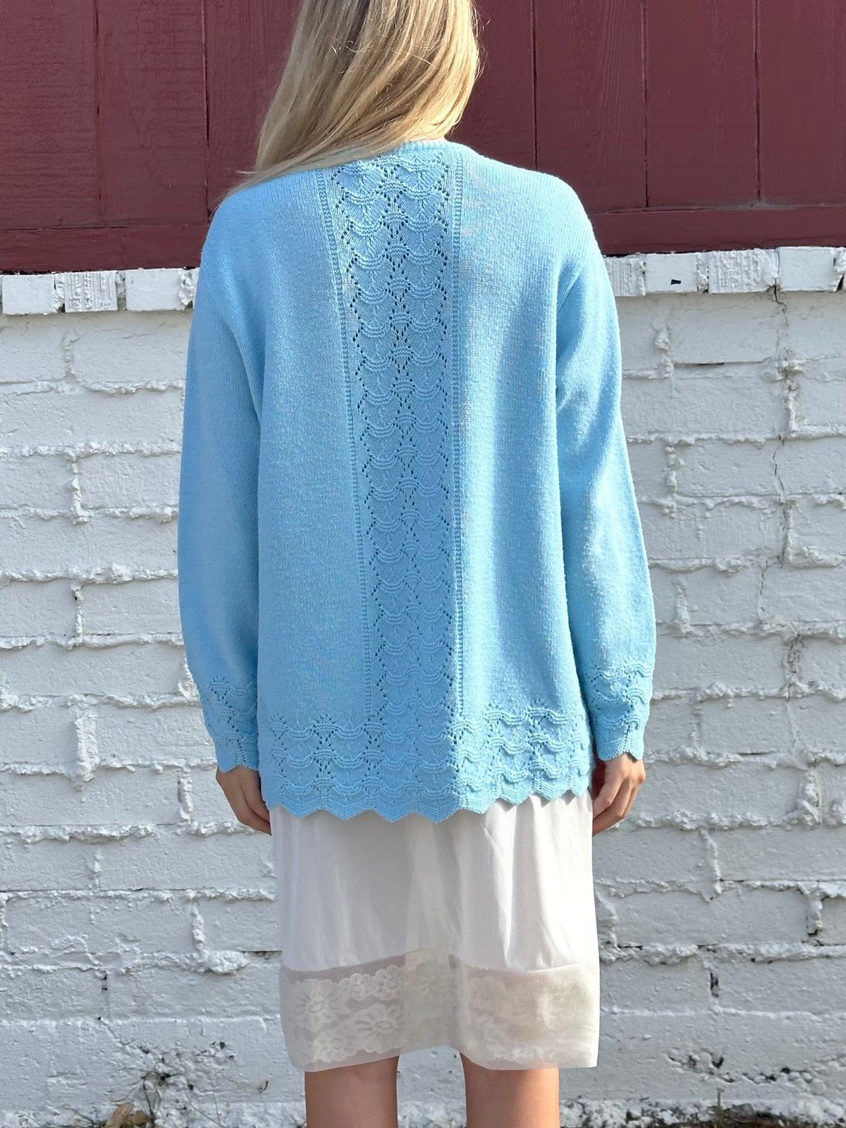 Vintage Vintage Baby Blue Cardigan Sweater Size S / US 4 / IT 40 - 3 Thumbnail