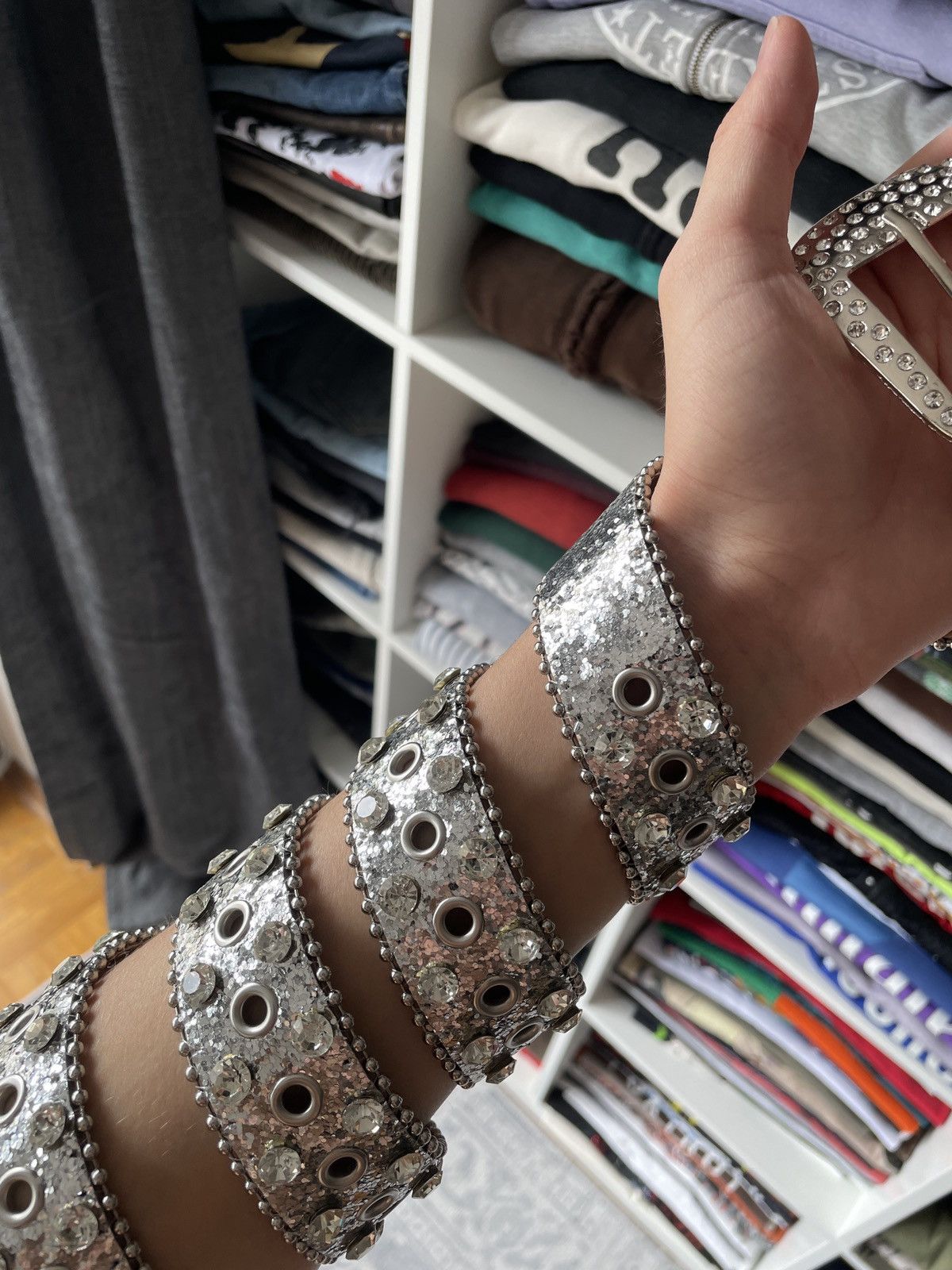 Japanese Brand Vintage Silver Belt Rhinestones Avant Garde Y2K Japanese Size ONE SIZE - 3 Thumbnail
