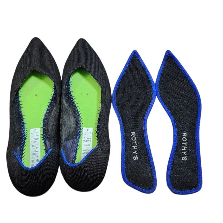 Rothy's Rothy’s “THE POINT” Black Knitted Pointed Toe Slip On Flats Size US 9 / IT 39 - 9 Thumbnail