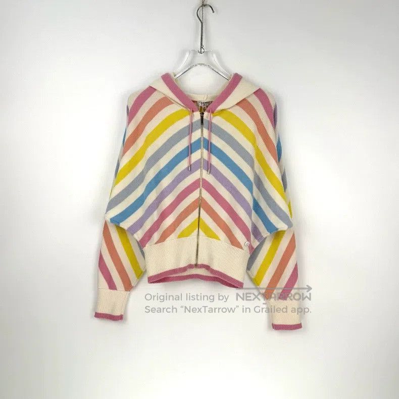 Chanel Chanel Beige rainbow striped gold chain logo cashmere knit Size M / US 6-8 / IT 42-44 - 3 Thumbnail