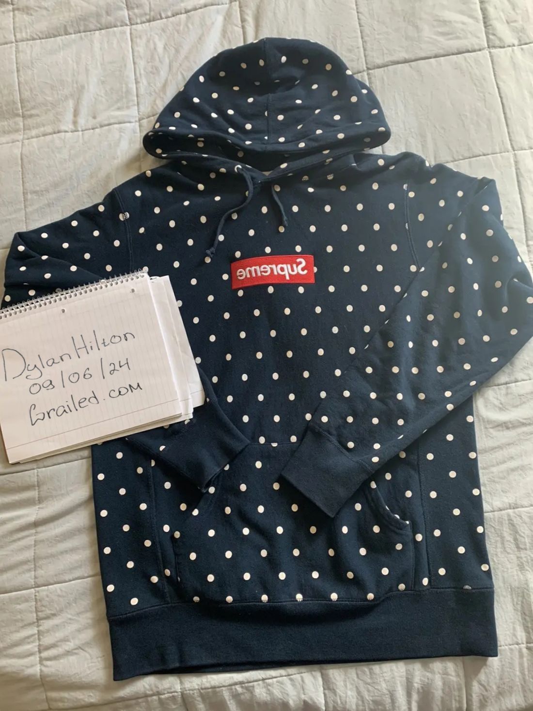 Supreme cdg polka dot hoodie sale